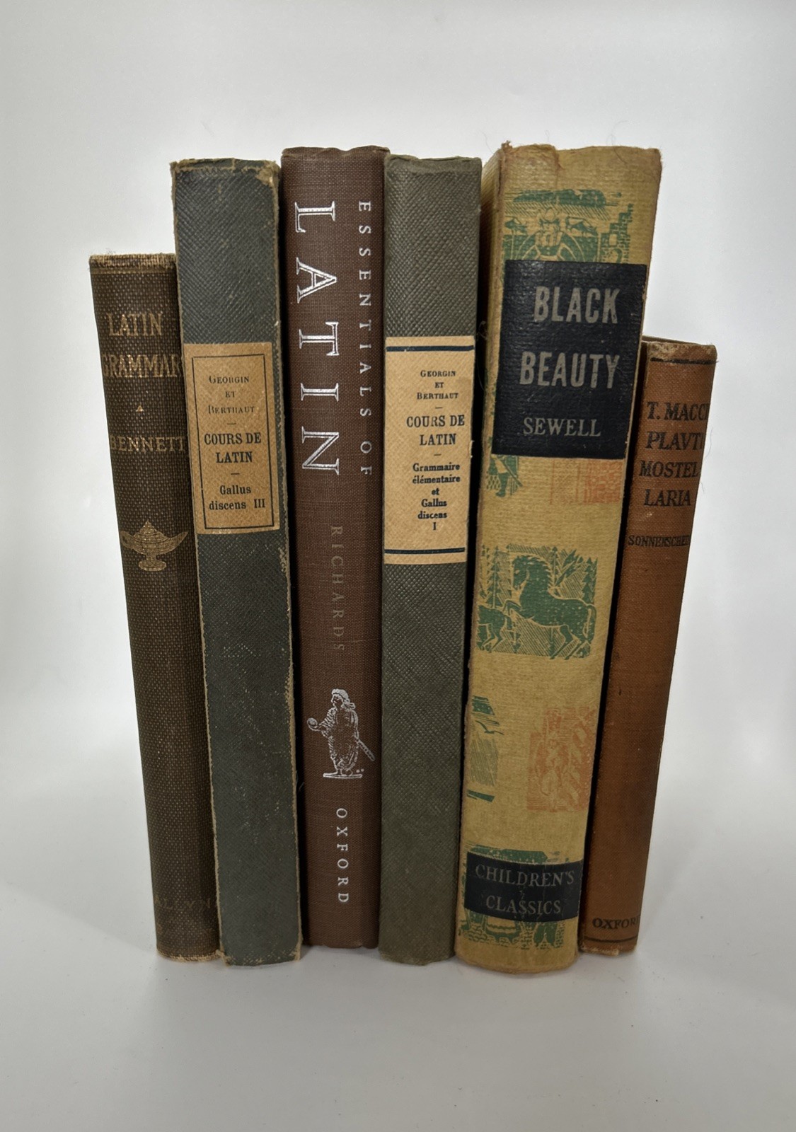 VTG Books Lot Of 6 Tan Brown Movie Prop Shelf Display Decor Small Stack SB25