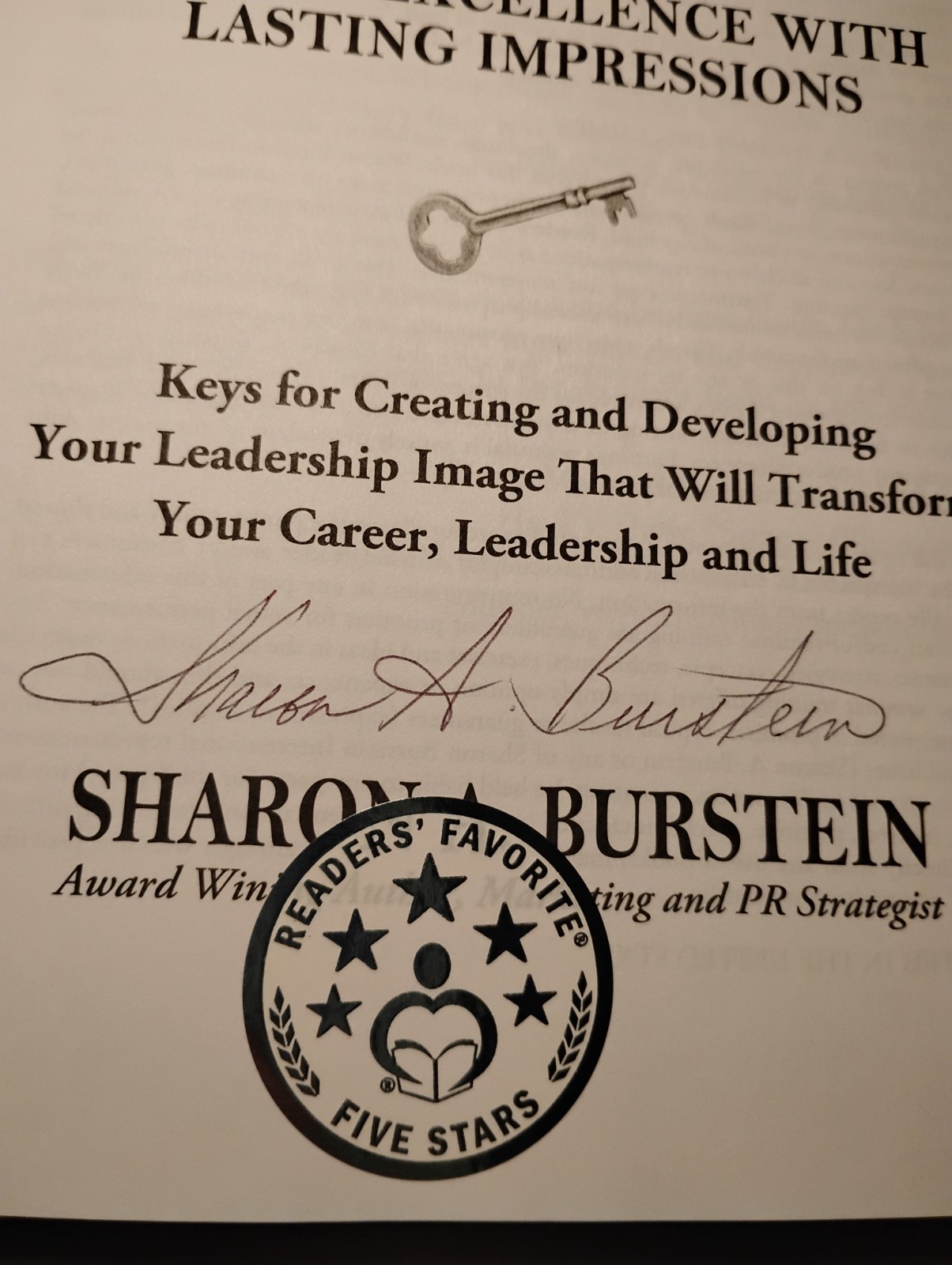 SIGNED Sharon Burstein What’s Your LEADERSHIP IMAGE Leadership Self-Help HC DJ