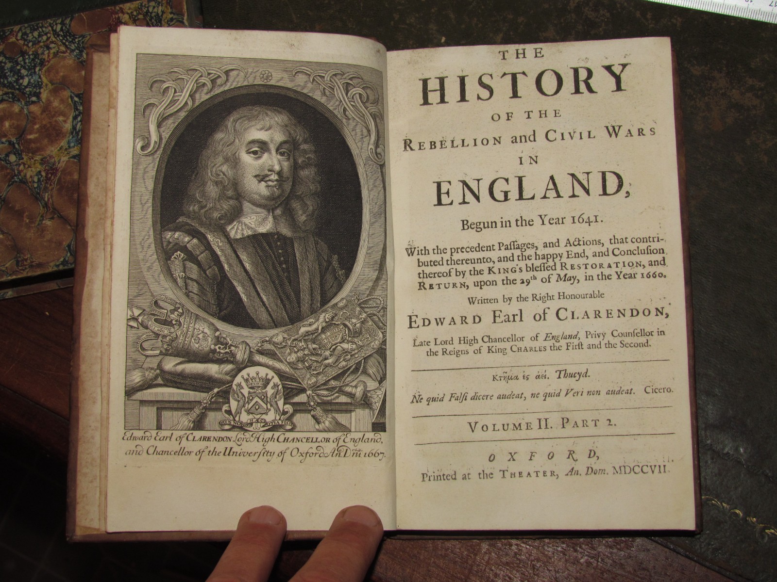 1707 HISTORY OF THE REBELLION & CIVIL WARS IN ENGLAND VOL II PT 2 by CLARENDON ^