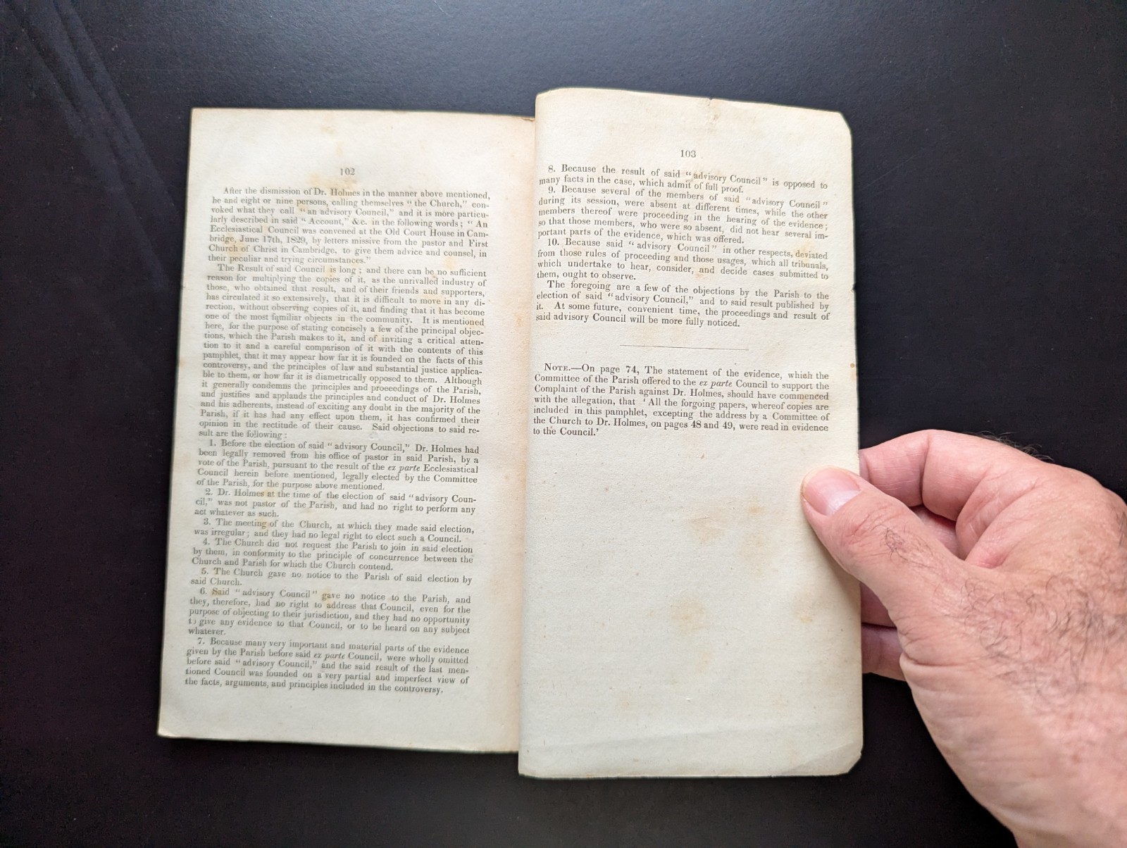 First Parish Cambridge vs Rev Dr Holmes 1829 Church Controversy Rare Pamphlet