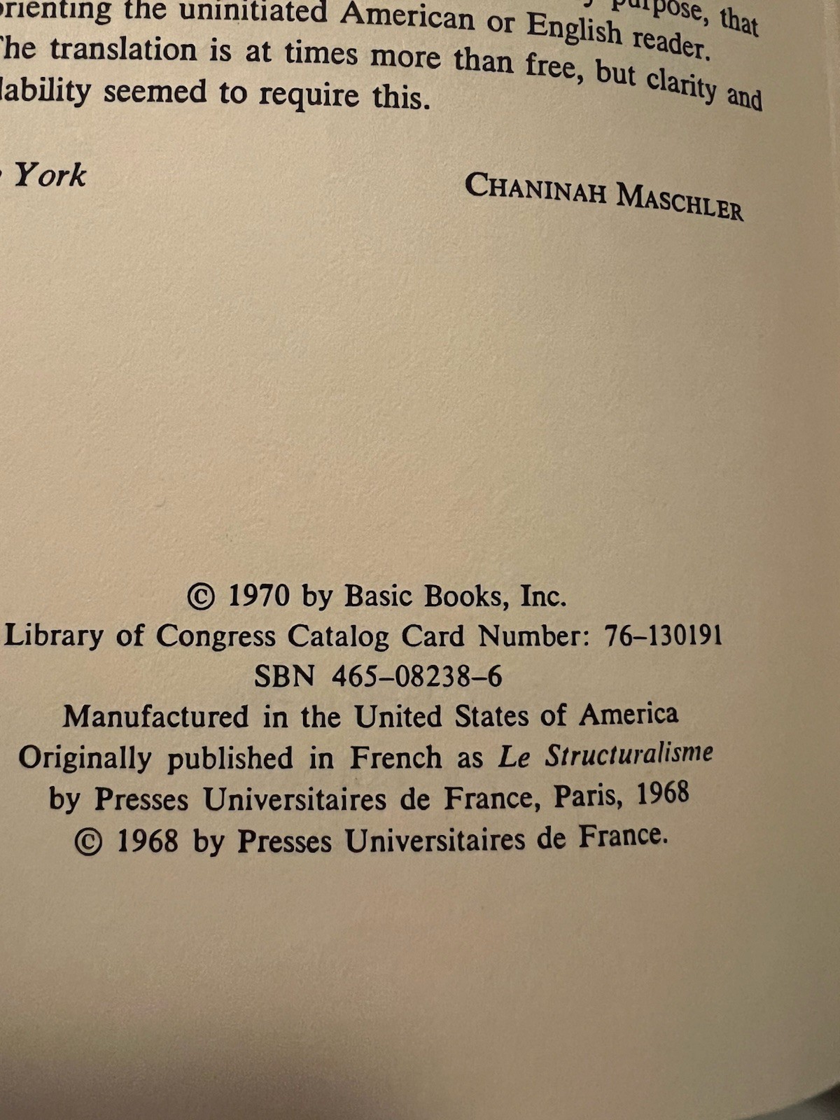 Jean Piaget / STRUCTURALISM 1st Edition 1970 Hardcover*** See Description.