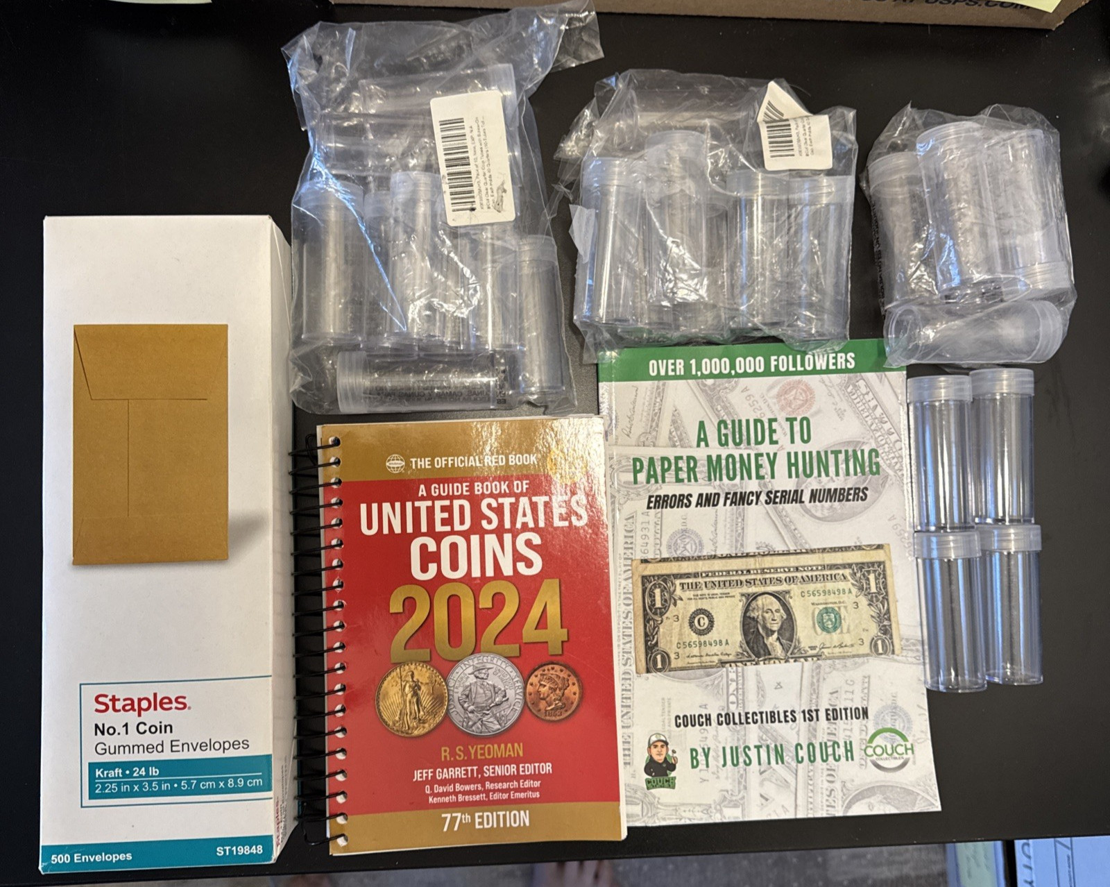 Coin Envelopes Coin Storage Tubes-Quarters 2024 Guide Book of US Coins „BUNDLE“