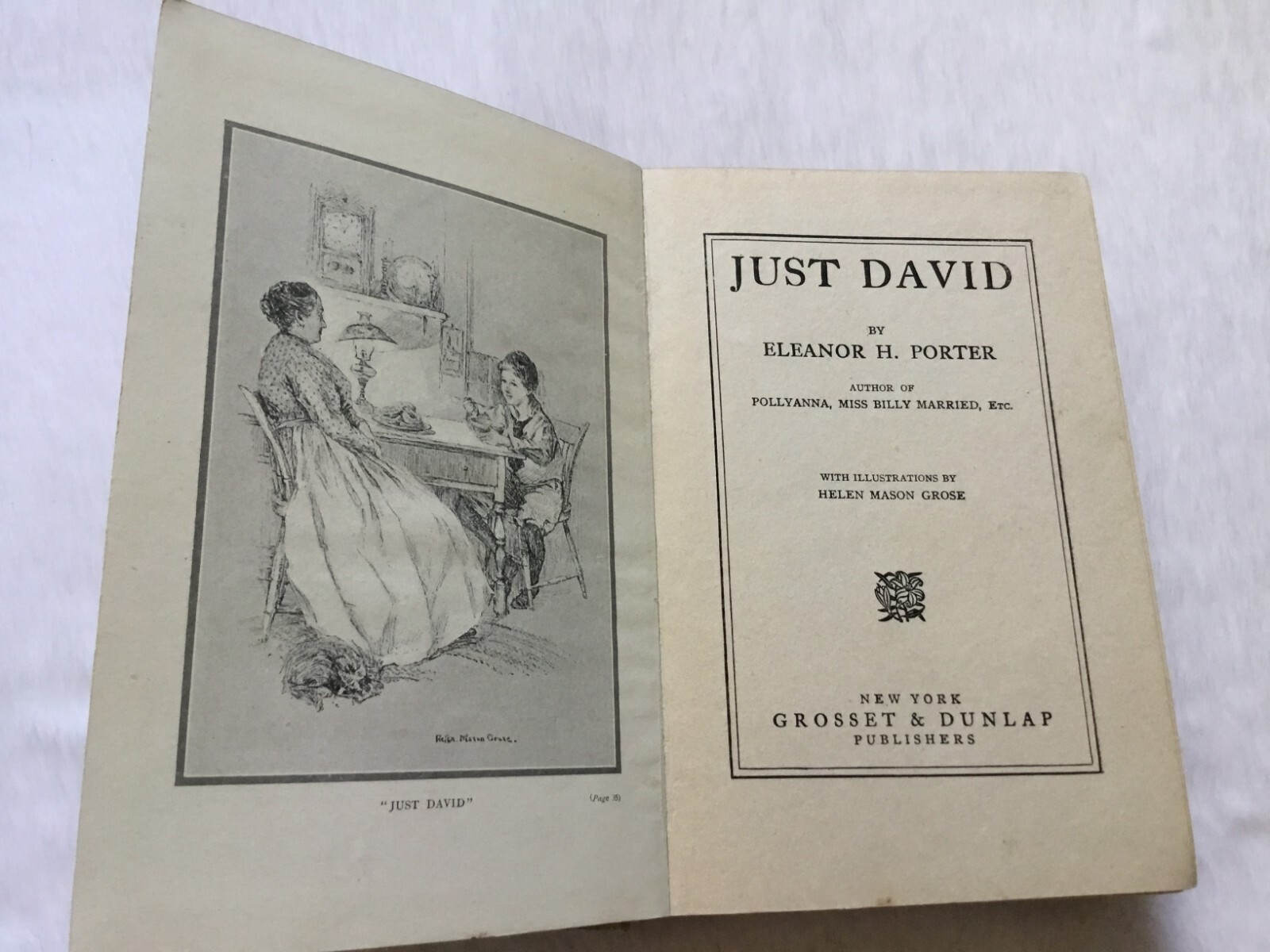 Just David by Eleanor H. Porter Vintage Hardcover Book Grosset & Dunlap