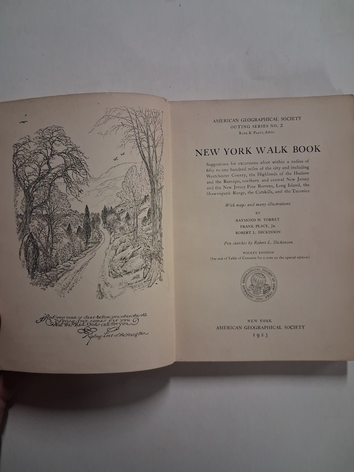 1923 NEW YORK WALK BOOK Raymond Torrey HIKING NJ NY MAPS