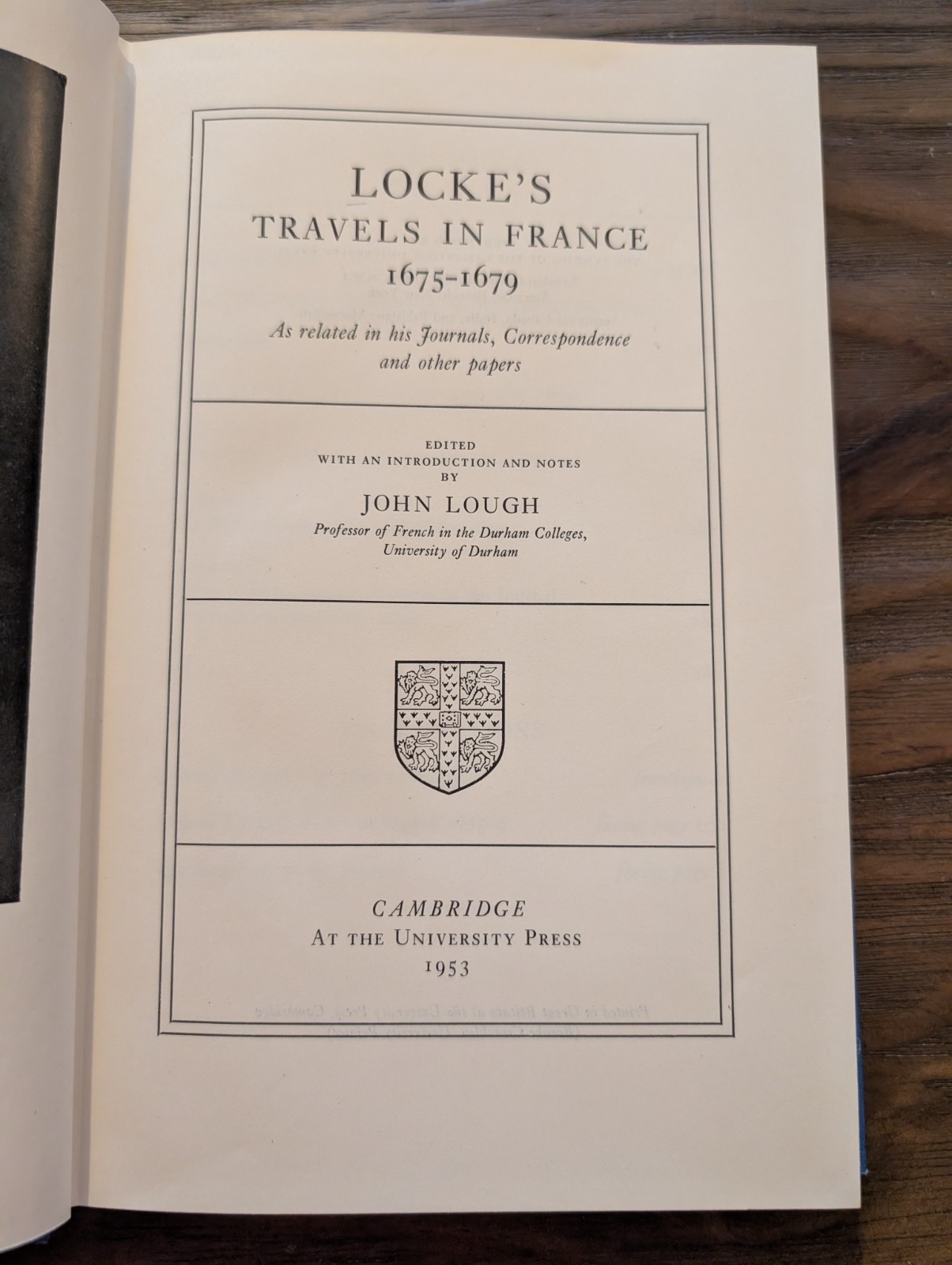 Locke’s Travels in France by John Lough (1953)