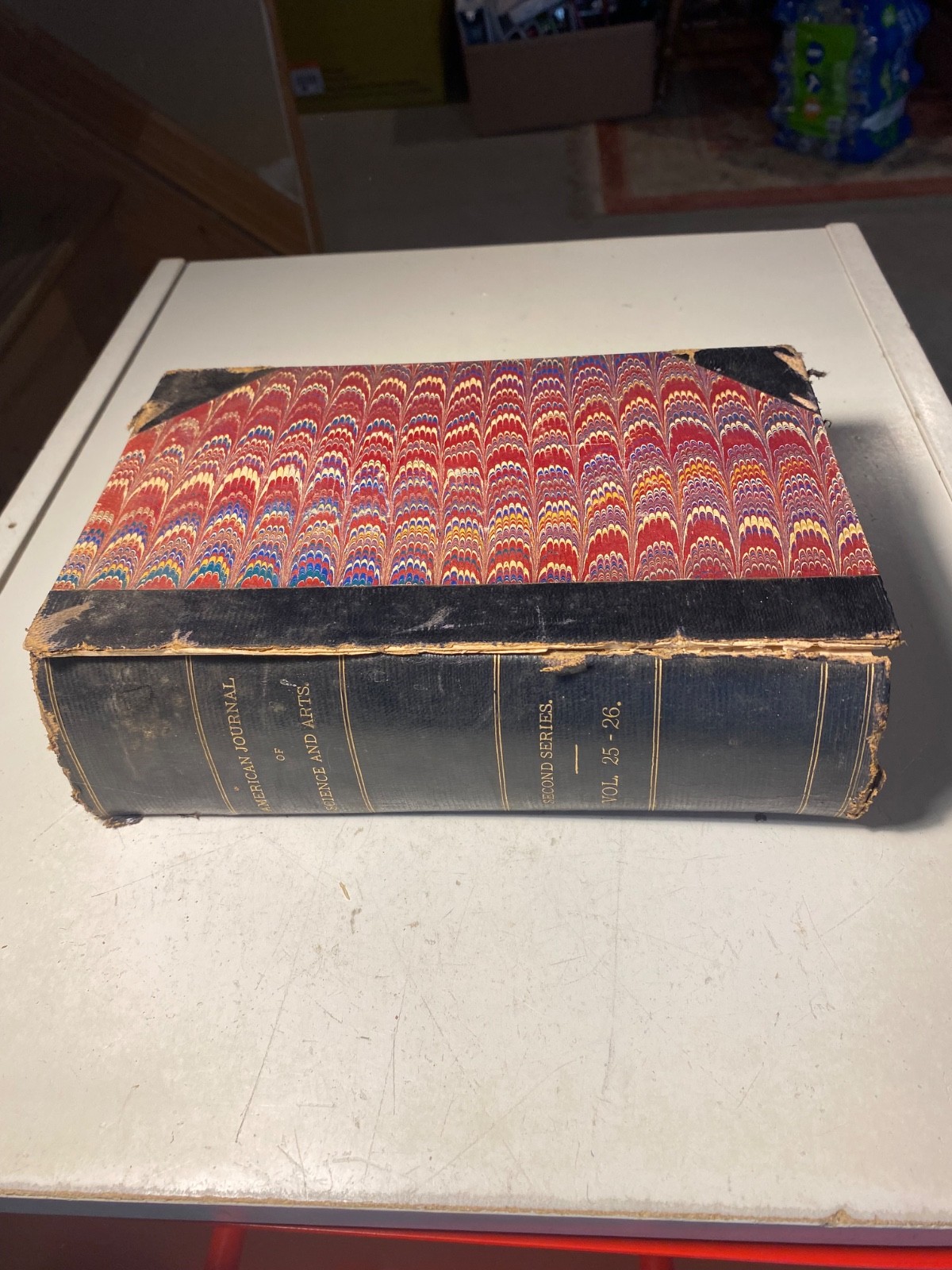 1863 American Journal Of Science & Arts Hardcover Library Book Cover Off