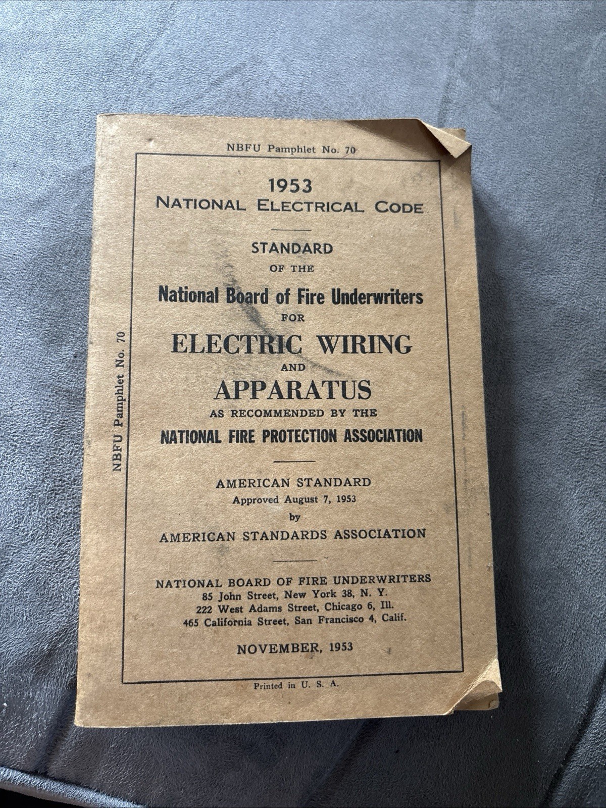 Vintage 1953 National Electrical Code NBFU No. 70 Regulations National Board PB