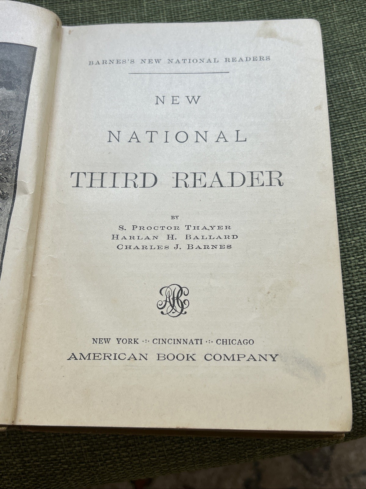 BARNE’S NEW NATIONAL READER – THIRD READER – VINTAGE HARDBACK BOOK!