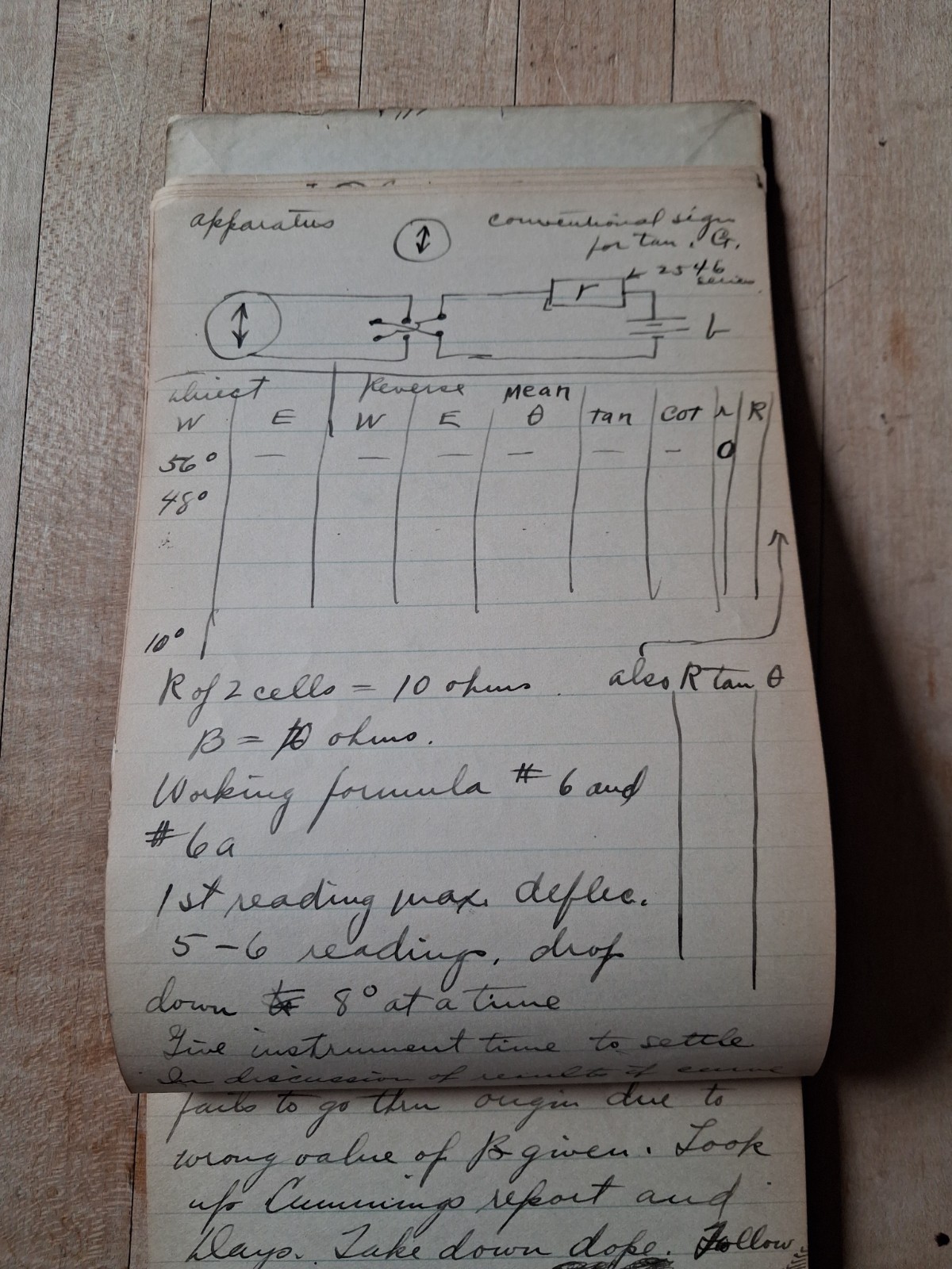 Original Manuscript Physics Lab Notebook Engineer University of Illinois 1920