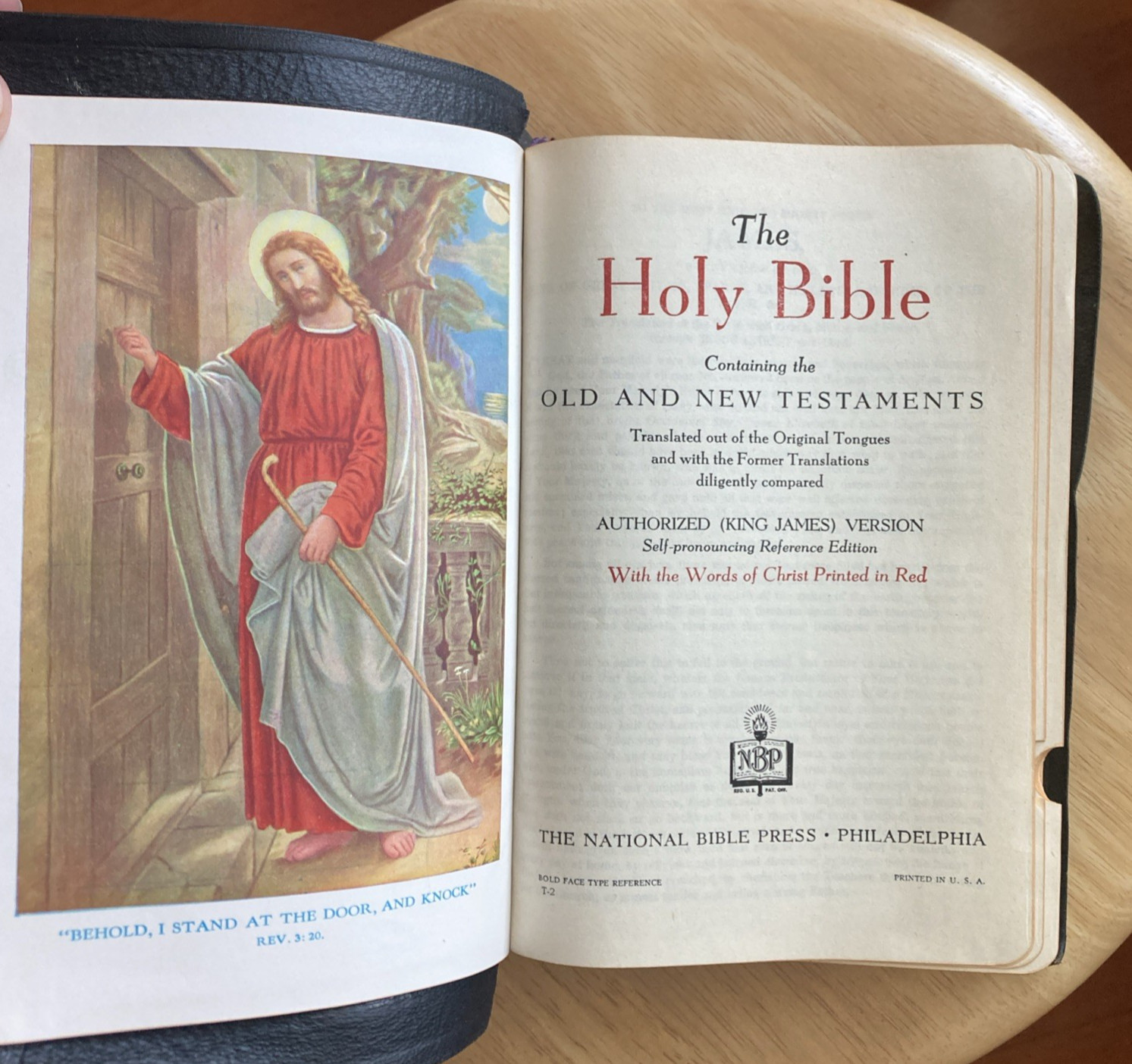 Vintage 1953 Self-Pronouncing National Bible Press USA KJV Holy Bible Red Letter