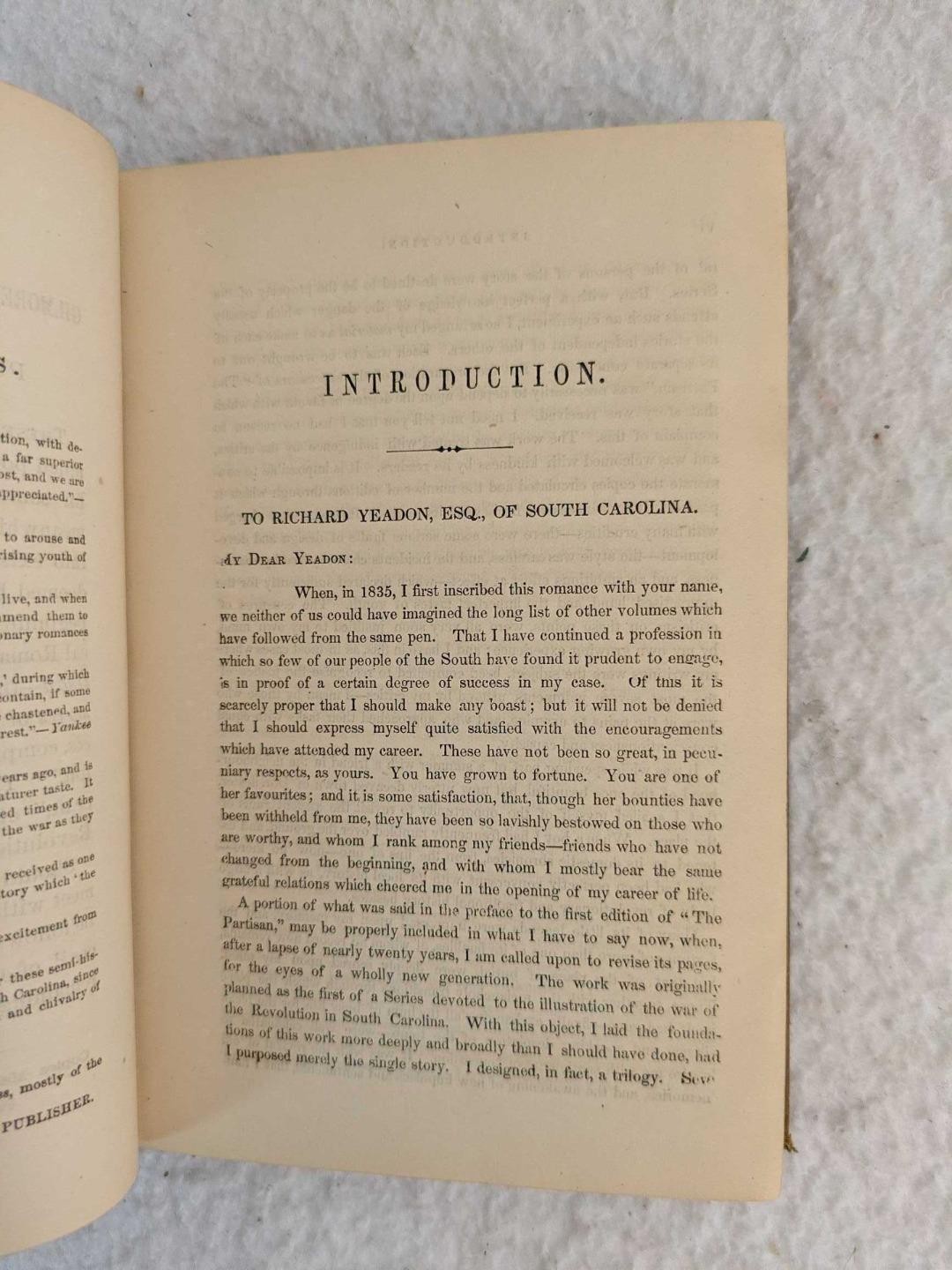 W. Gilmore Simms THE PARTISAN A Romance of the Revolution 1870 W. J. Widdleton