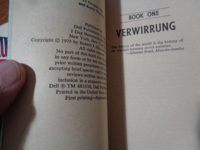 ILLUMINATUS Trilogy Robert Anton Wilson: Shea stated First print DELL vguc PBO’s