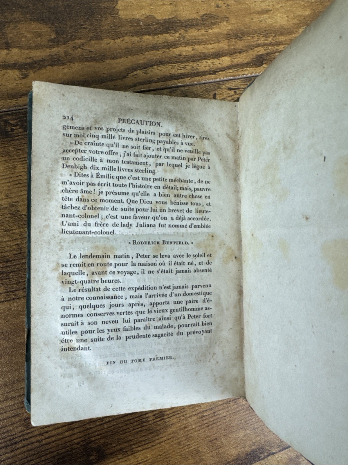 PRECAUTION BY JAMES FENIMORE COOPER 1827 1ST FRENCH COLL. ED. W/ ORIG. BOARDS