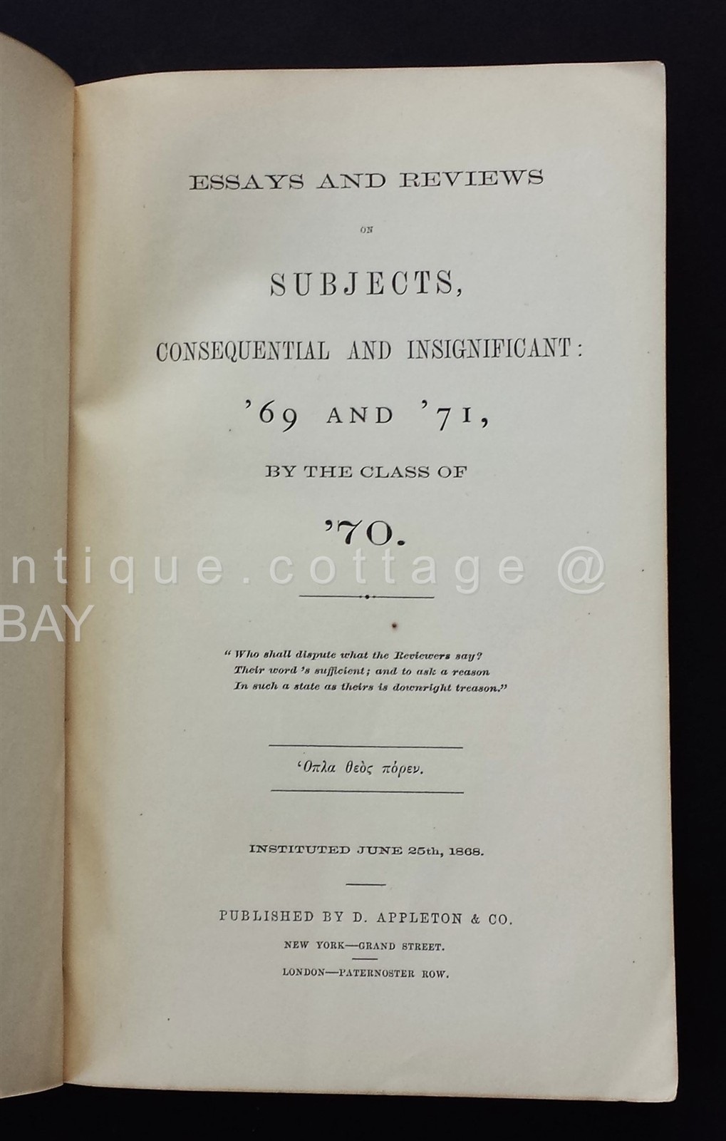 1868 antique PRINCETON UNIVERSITY STUDENT PUBLICATION poem non political correct