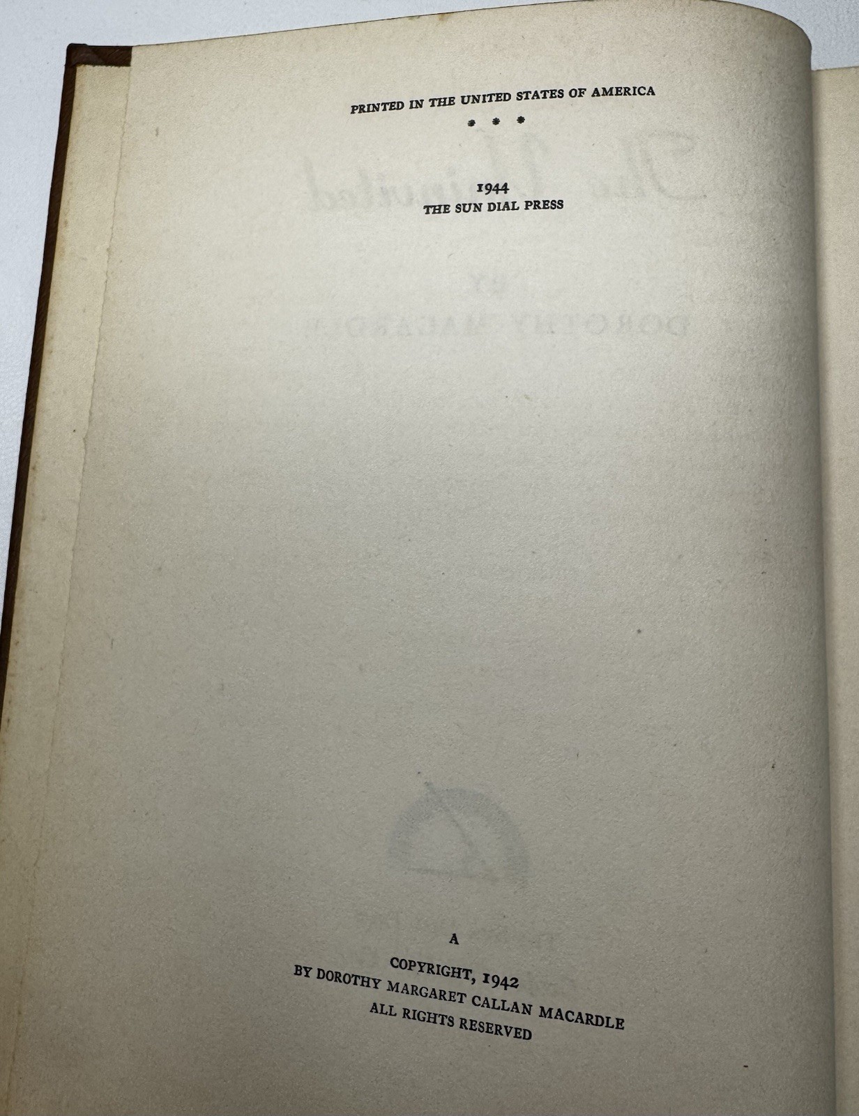Macardle The Uninvited 1944 Sun Dial Press Supernatural Horror Novel Ghost Story