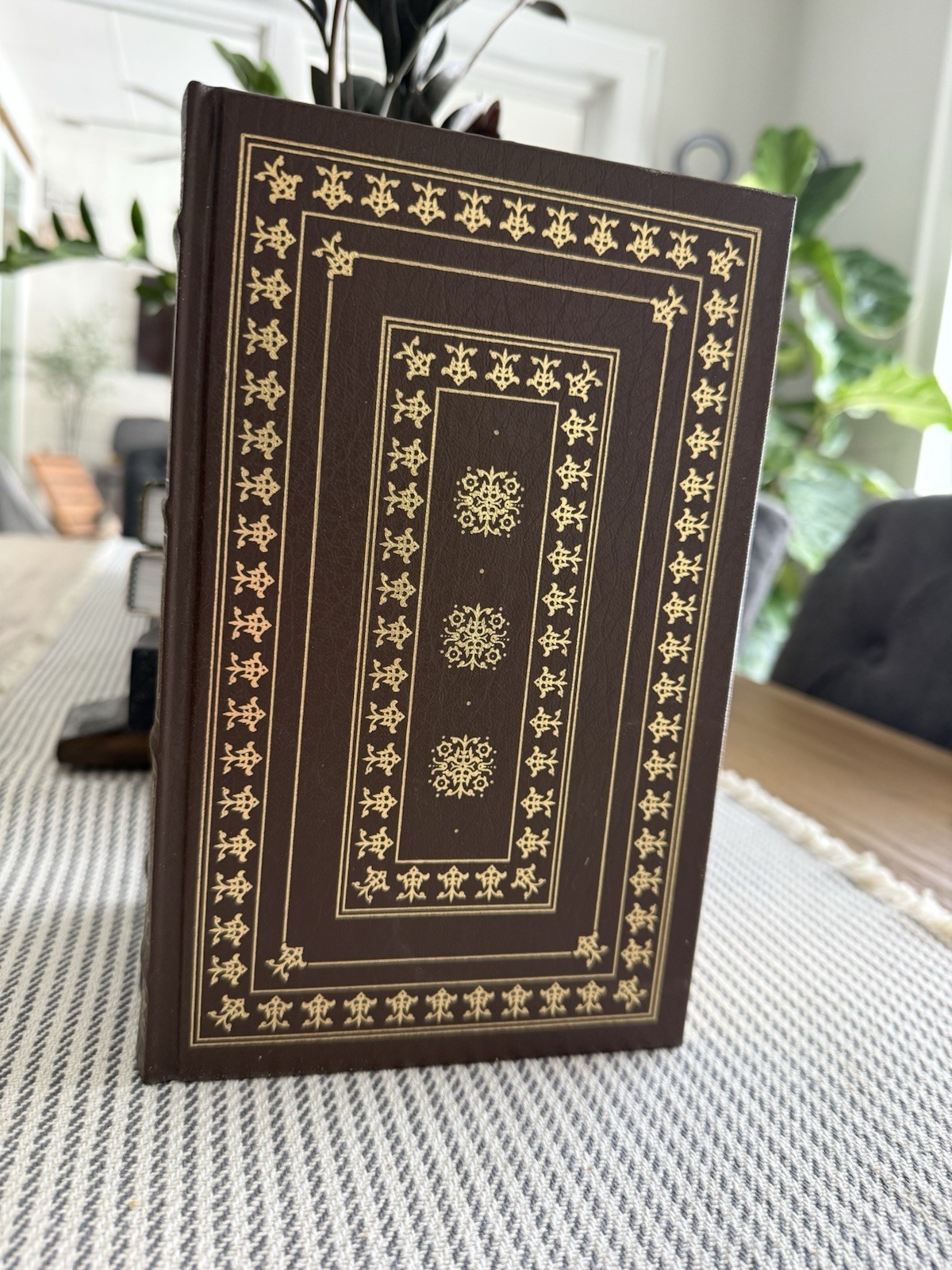 Lot Of 3 Franklin Library Full Leather Books Vintage Decor Collectible Hardcover