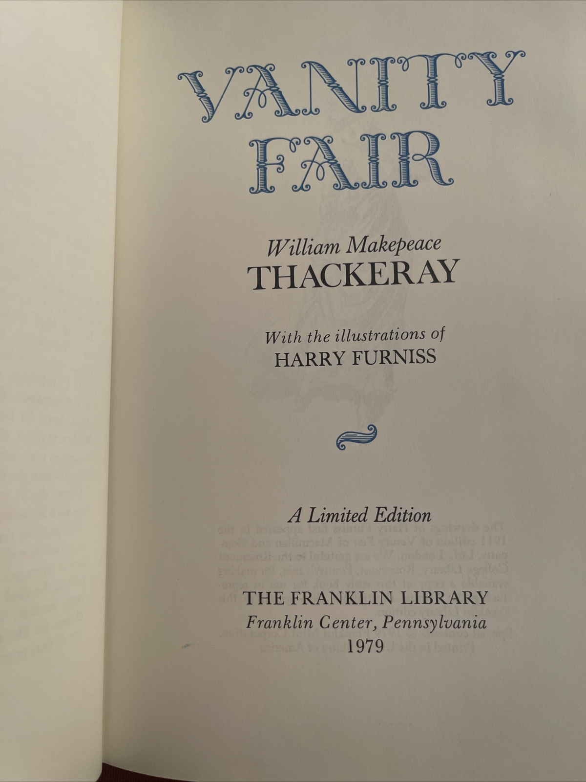 William Thackeray -Vanity Fair -1979 -Franklin Library -Limited Edition LEATHER