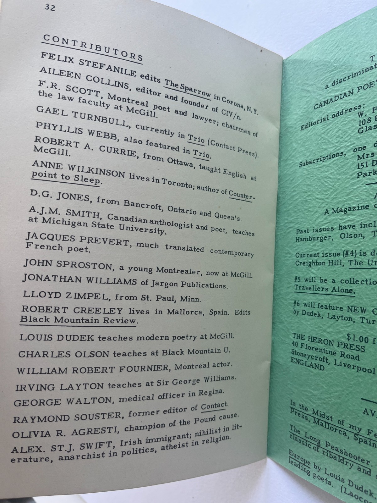 CIV/n 6 ~ 1954 ~ Charles Olson ~ Creeley ~ Irving Layton RARE literary magazine