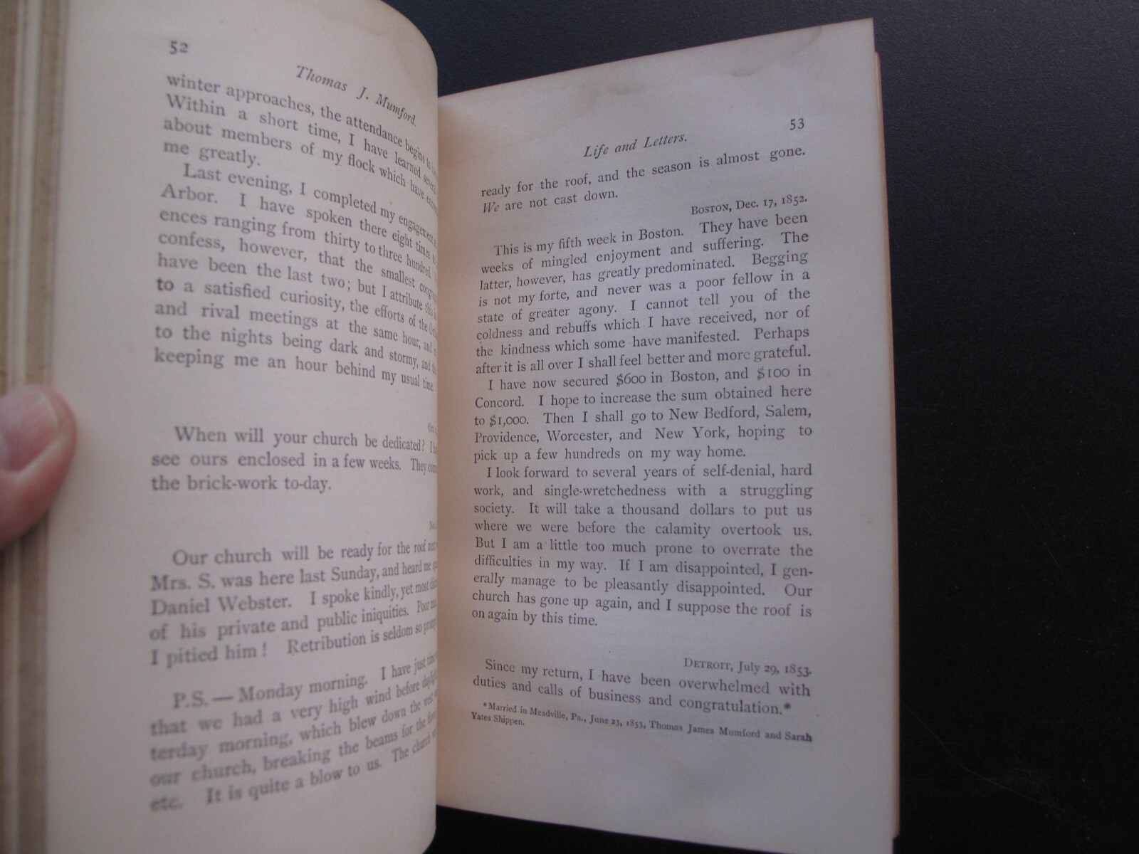 Biography Letters Correspondence Thomas Mumford Unitarian Abolitionist 1879