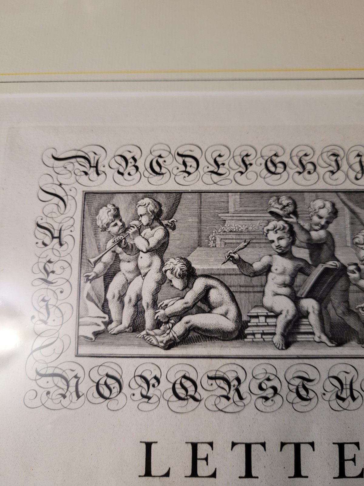 Antique Mounted George Bickham The Universal Penman Original Copper Engraving 89