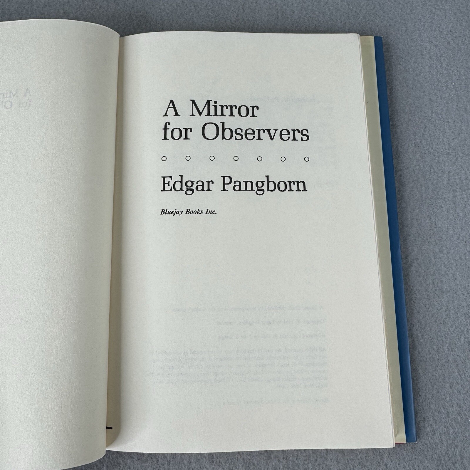 A Mirror For Observers By Edgar Pangborn HC Book Club Edition