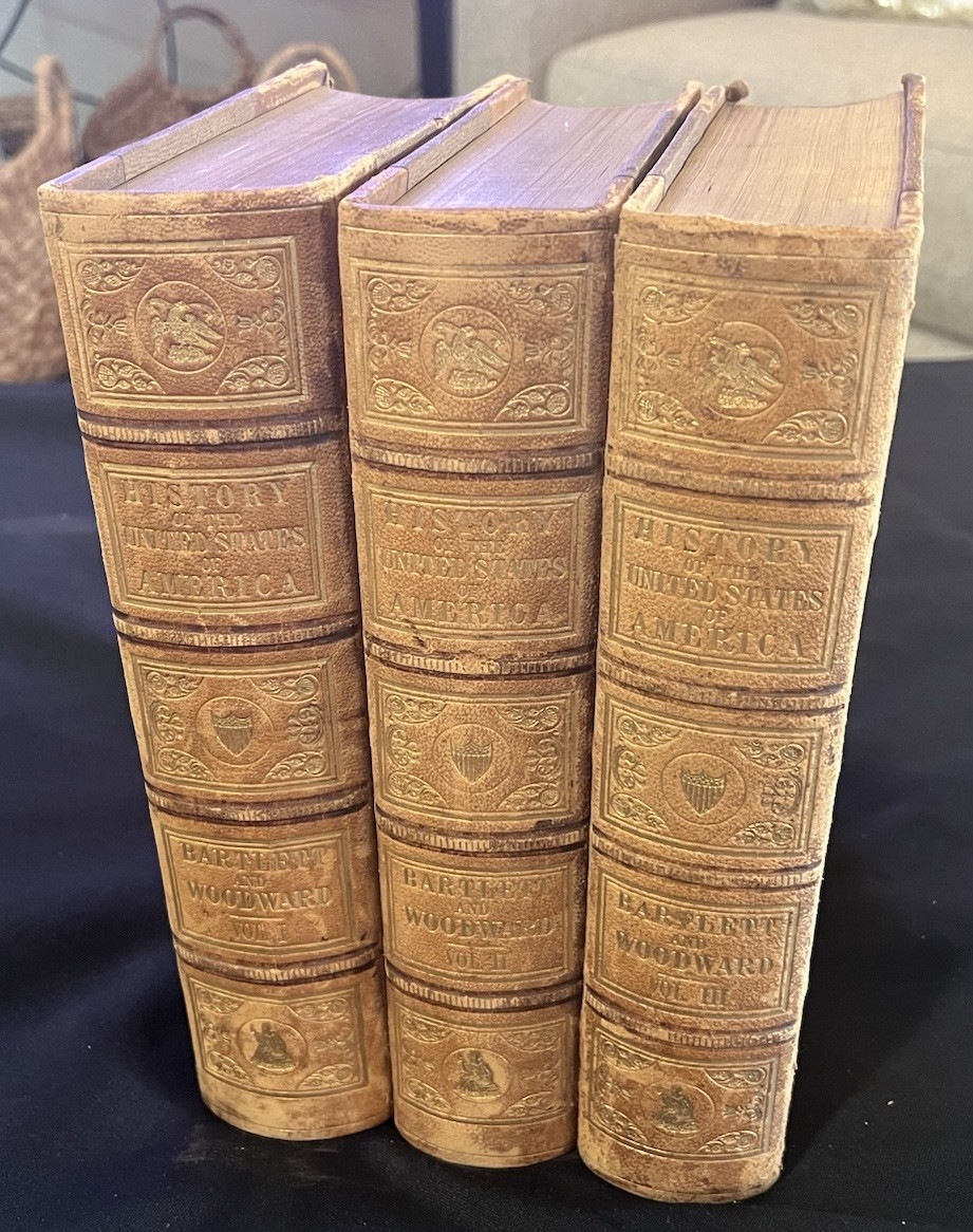 1856 Leather 3 Book Set History of the United States of North America Bartlett