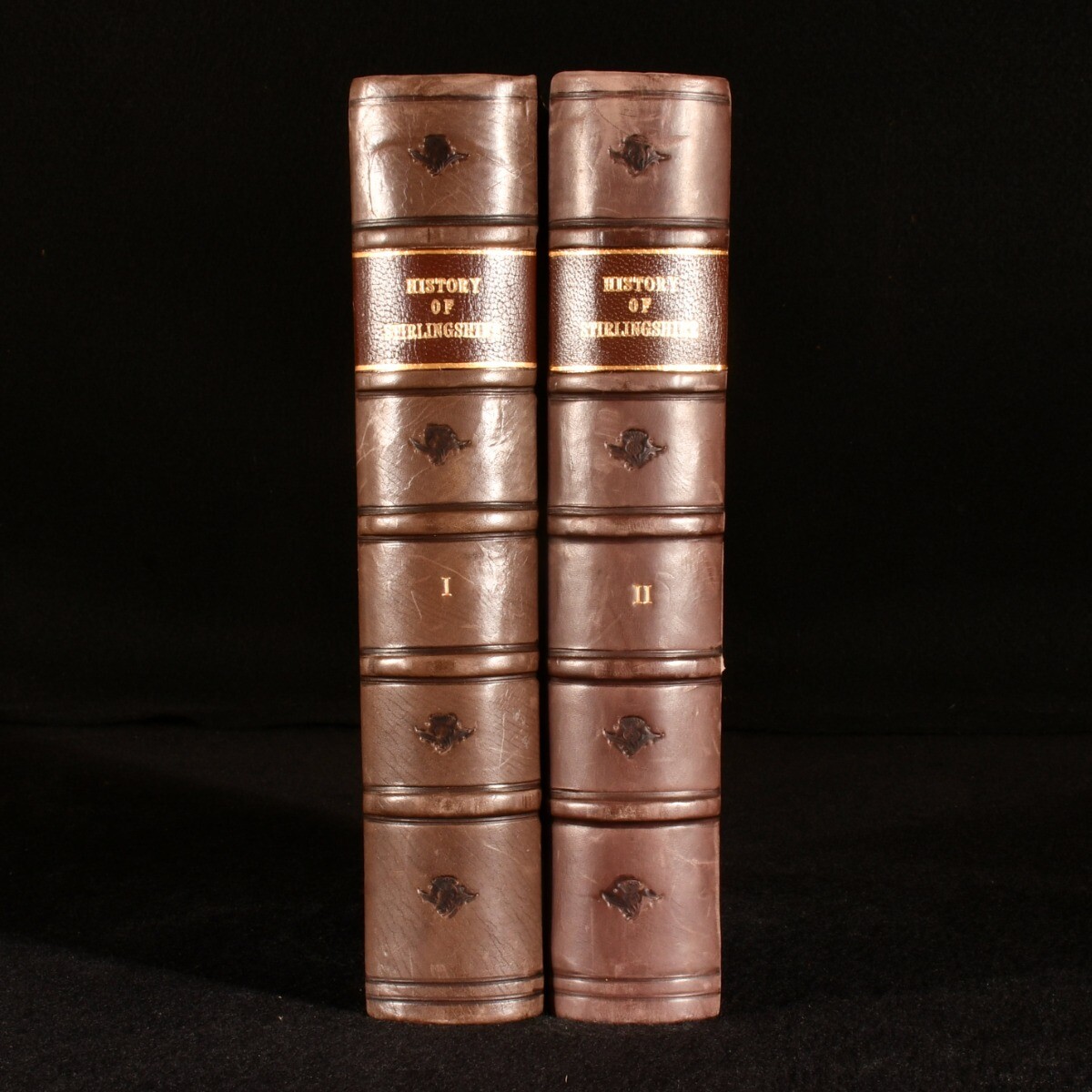 1880 2vols The History of Stirlingshire William Nimmo Map Leather Binding