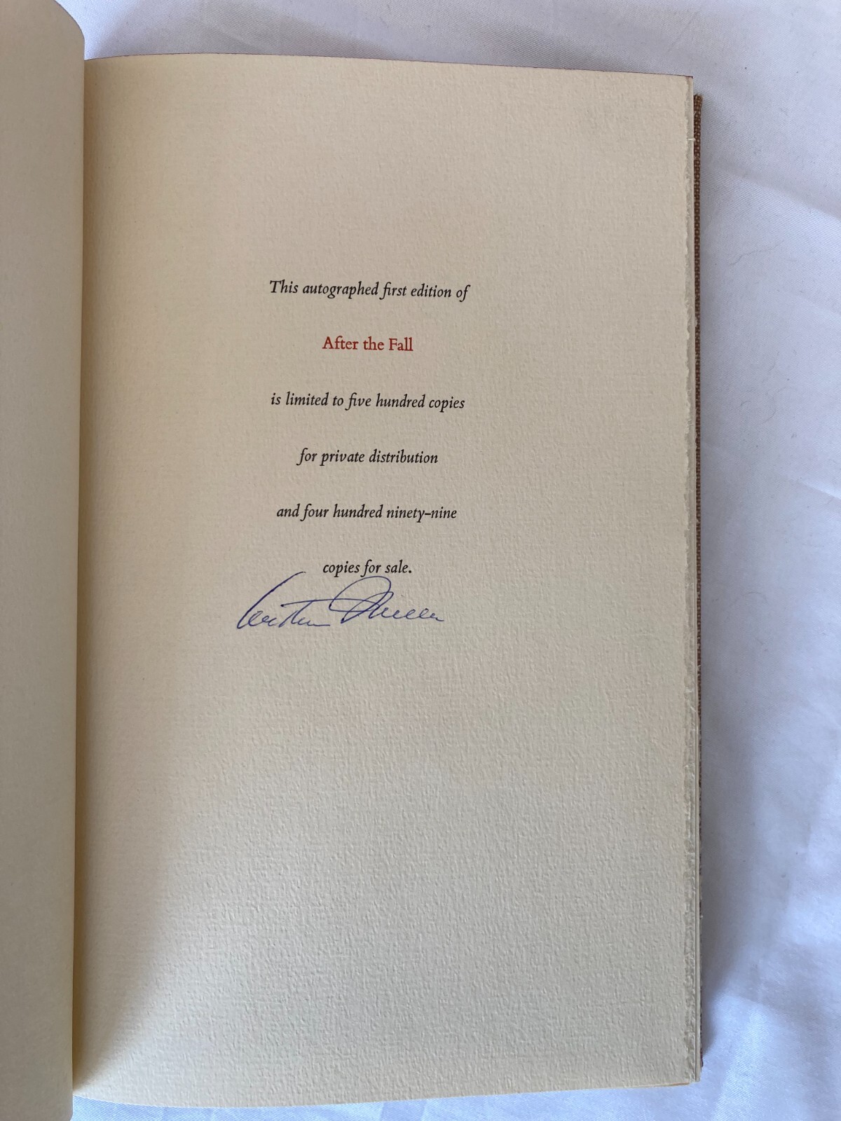 ARTHUR MILLER Signed AFTER THE FALL Limited Edition 1964 LTD Slipcase