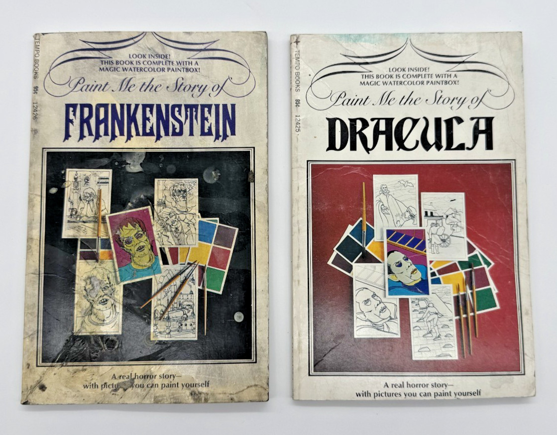 Unused Paint Me The Story of Frankenstein & Dracula Watercolor Book