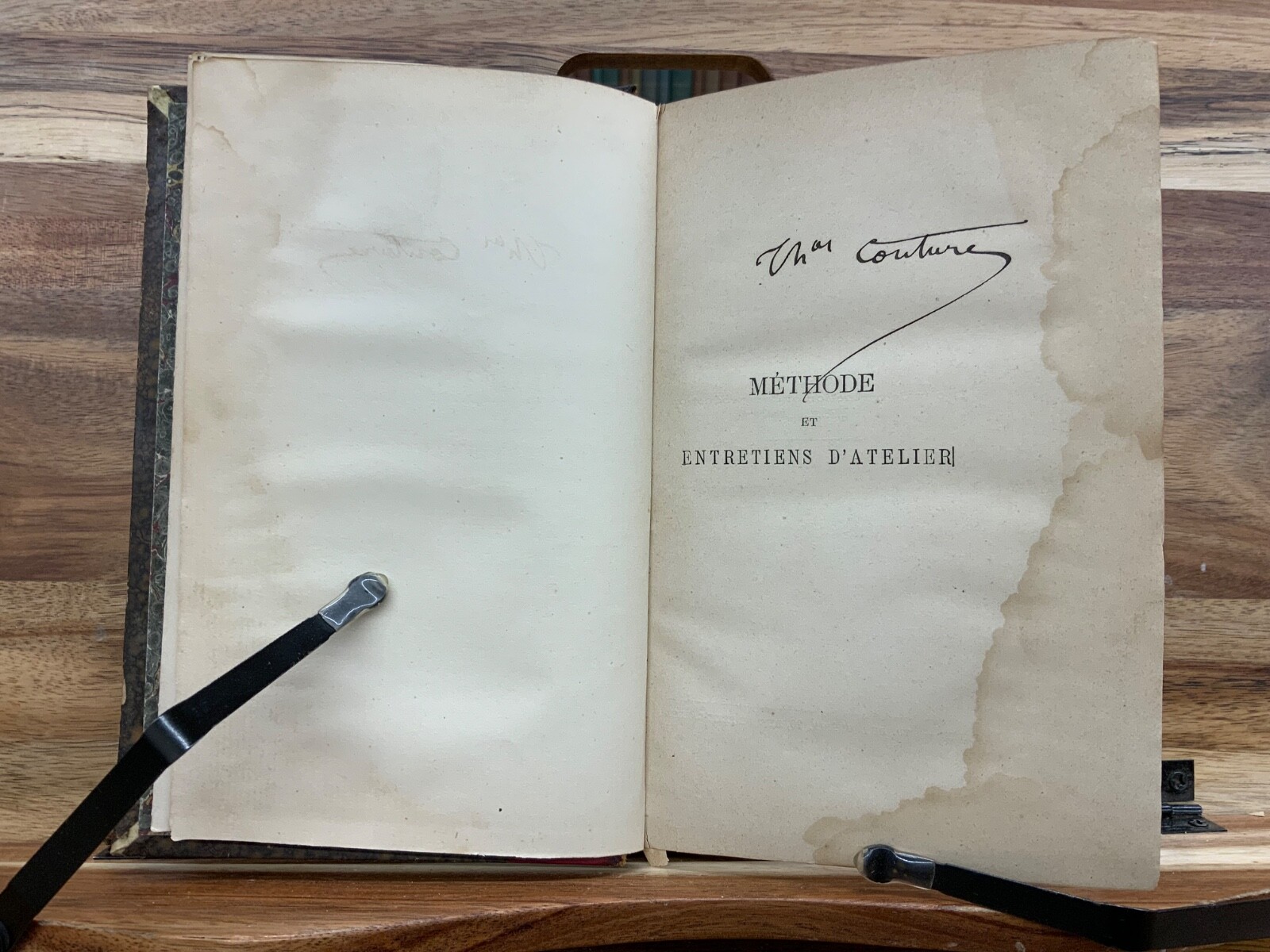 1868 Entretiens d’Atelier Signed by Thomas Couture H. Hobson Richardson Binding
