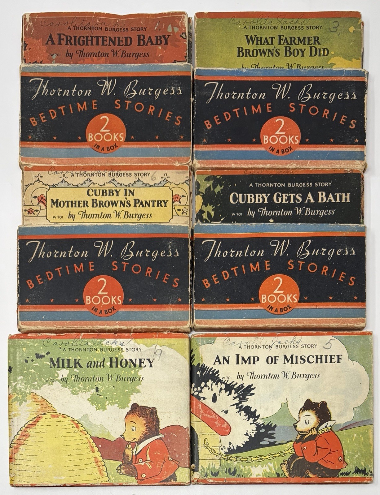 1929 Cubby Bear Box Sets Thornton Burgess Lot Of 10 Children’s Books Dust Jacket
