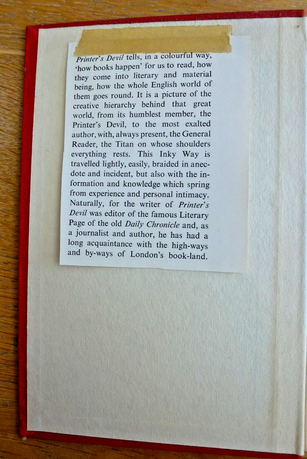 PRINTER’S DEVIL – JAMES MILNE – HARDBACK 1ST EDITION, 1948 – NO DUST-JACKET
