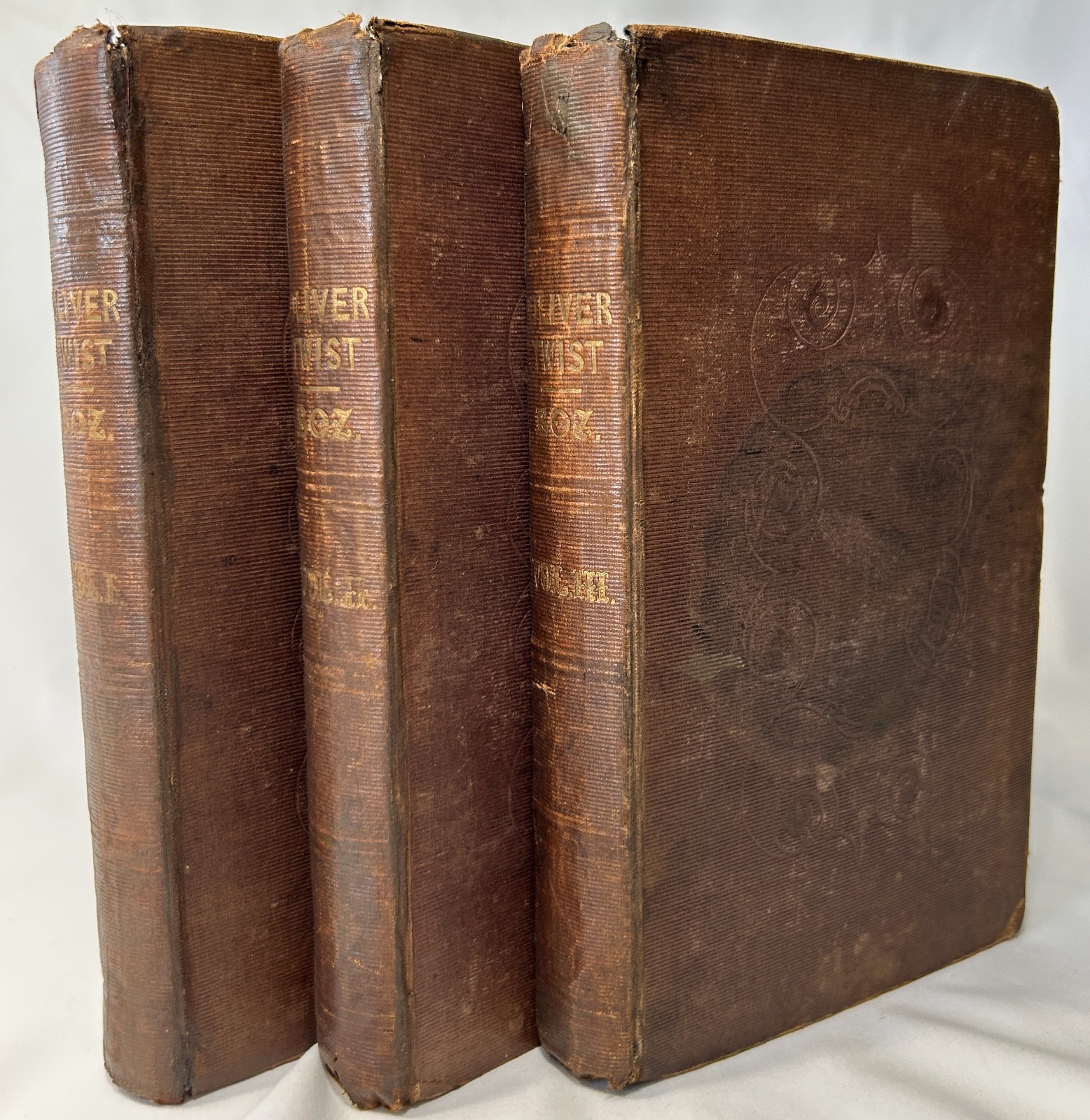 Oliver Twist, 1839, Charles Dickens, First Edition, Orig 3-Vol, Second Printing