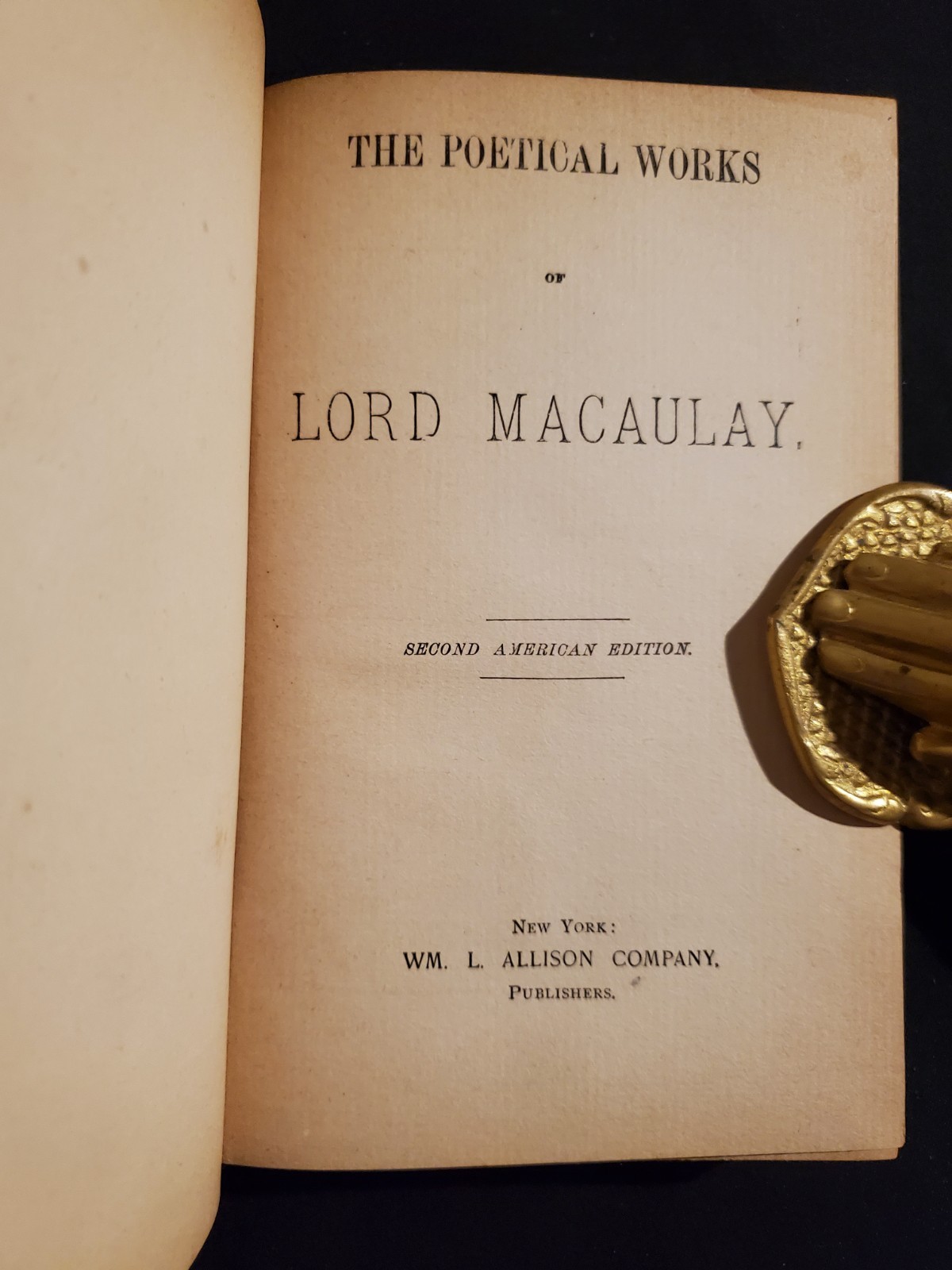 The Poetical Works Of Lord Macaulay – 2nd American Edition Hardcover Book