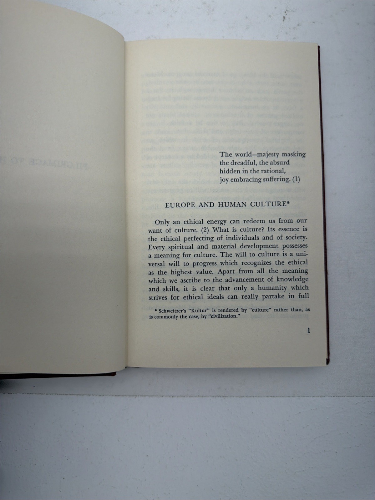 Pilgrimage to Humanity by Albert Schweitzer Philosophical Library NY 1961