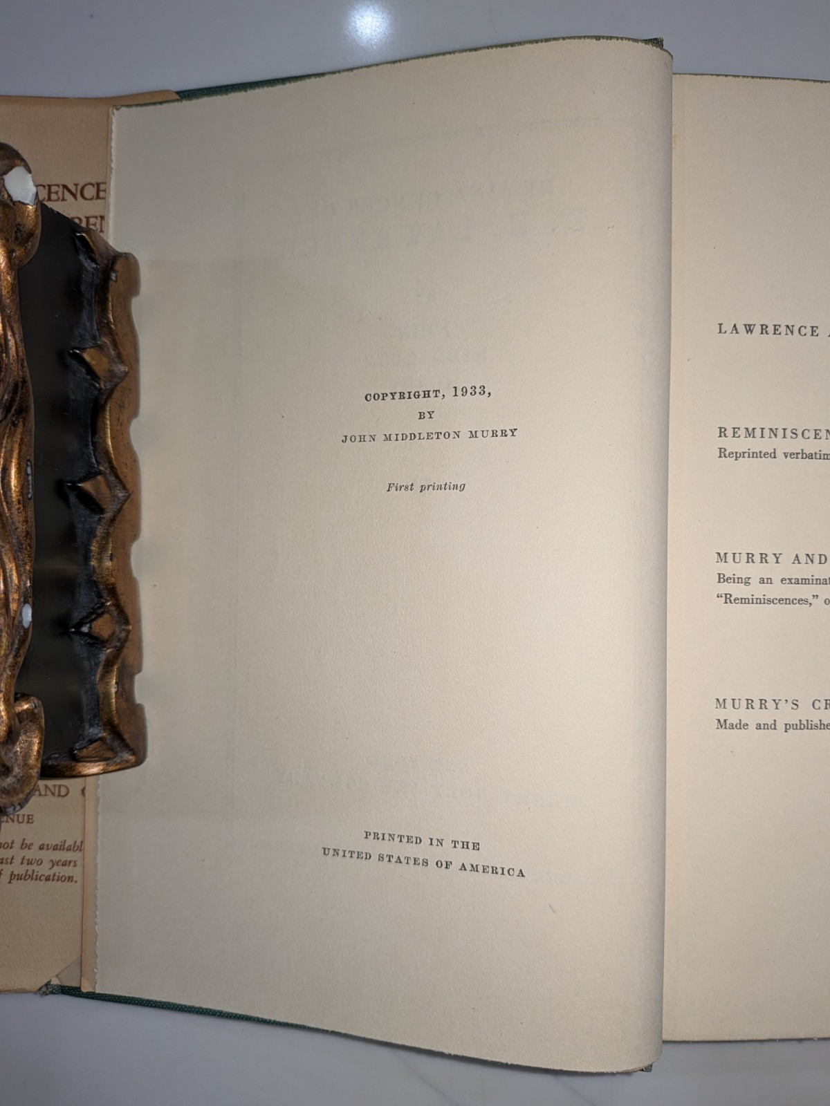 Reminiscences of D.H. Lawrence – John M. Murry | 1933 | First Edition + DJ-RARE