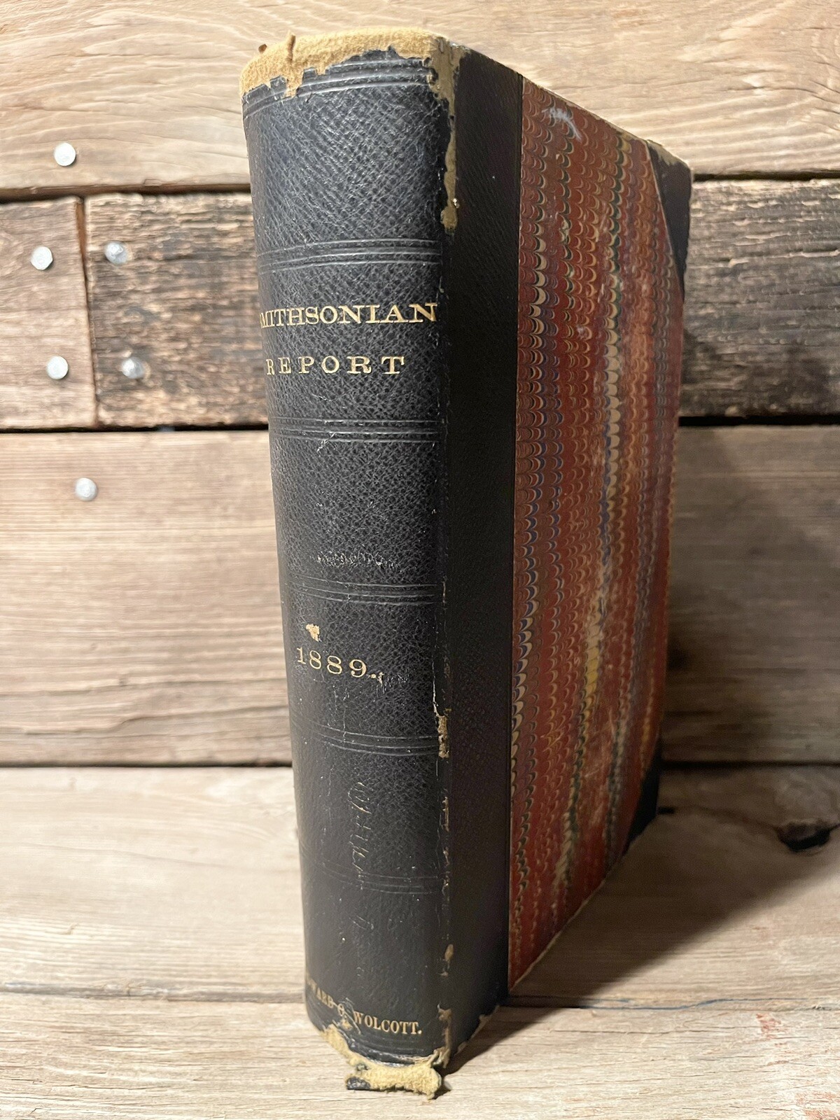 1889 Smithsonian Institution Annual Report Board of Regents HC – Marbled Leather