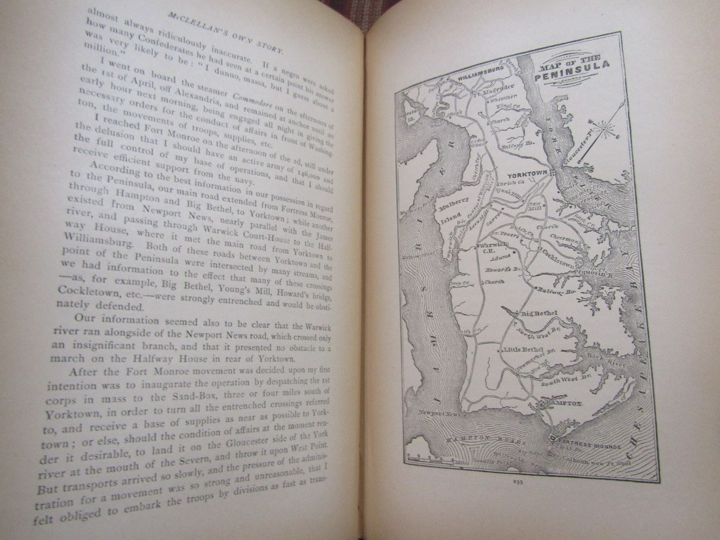1887 MCCLELLAN’S OWN STORY THE WAR FOR THE UNION Old Civil War 1st Ed. Worn Copy