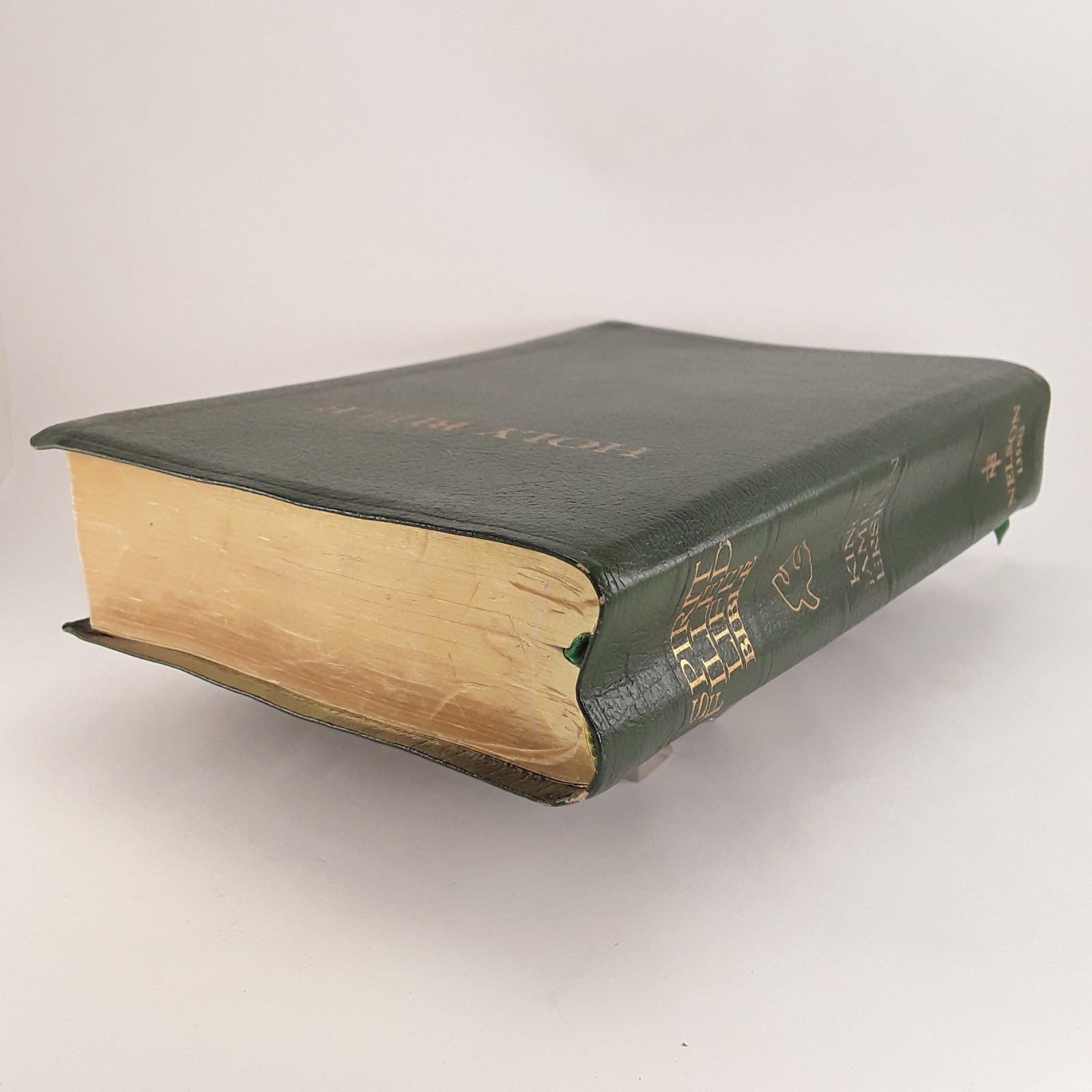 Spirit Filled Life Bible KJV, Red Letter, Green Bonded Leather,1991 Nelson 1355G
