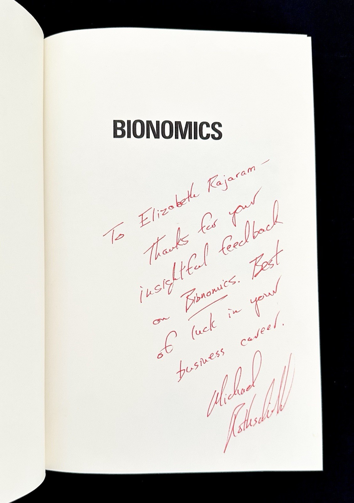 SIGNED – BIONOMICS Michael Rothschild 1st/1st HC DJ Assoc Copy Capitalism 1990