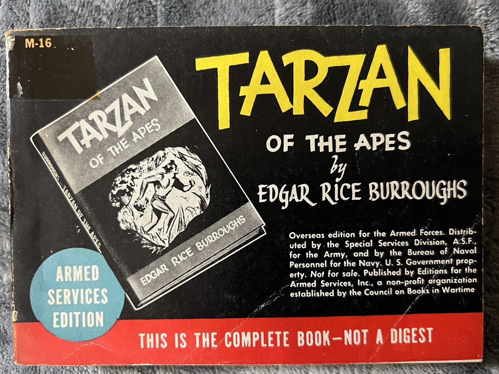 Armed Services Edition M-16, TARZAN OF THE APES – Edgar Rice Burroughs