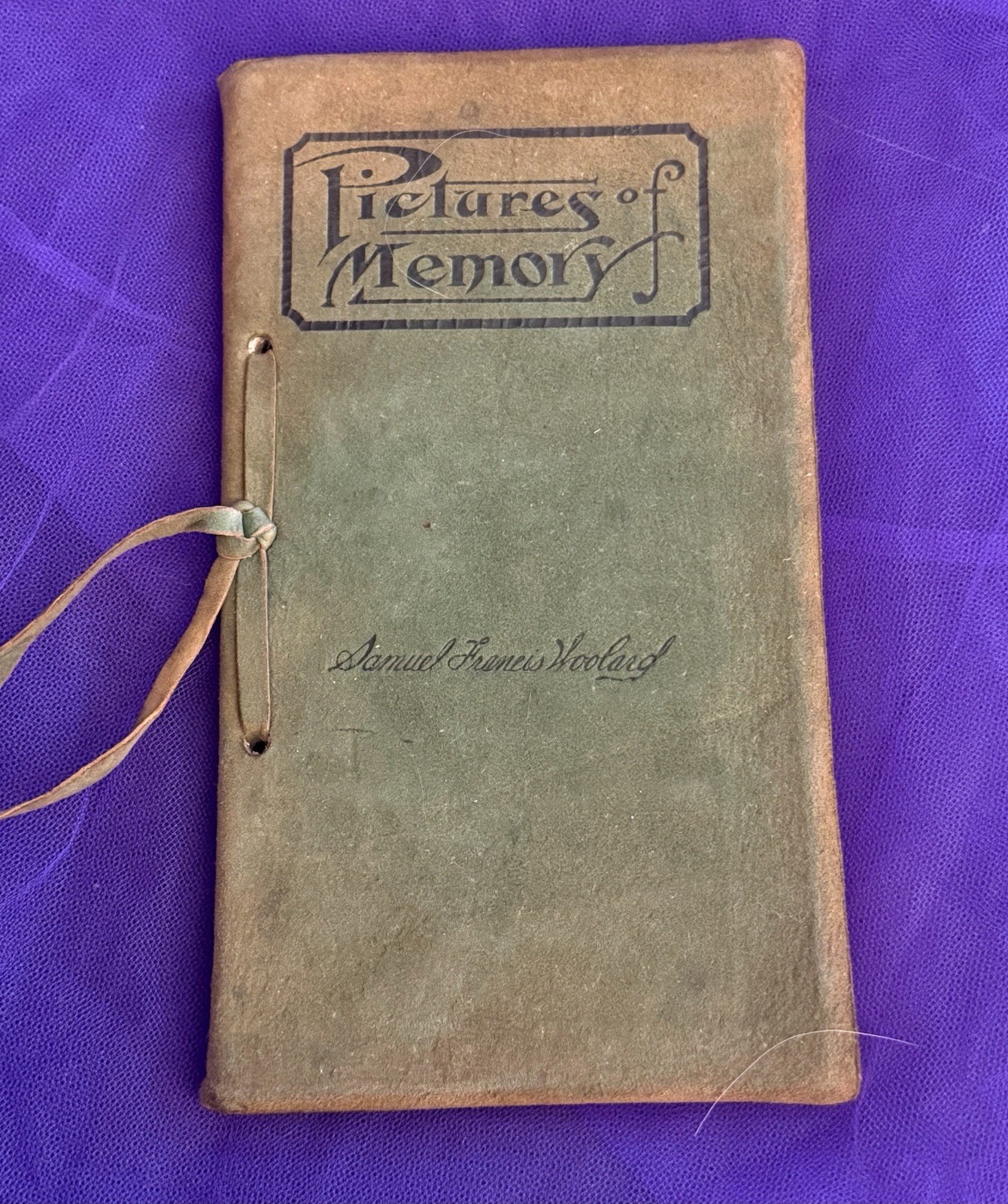 ‘PICTURES OF MEMORY’ 1908 Poetry w/illus by Samuel Francis Woolard-Suede Wrapped