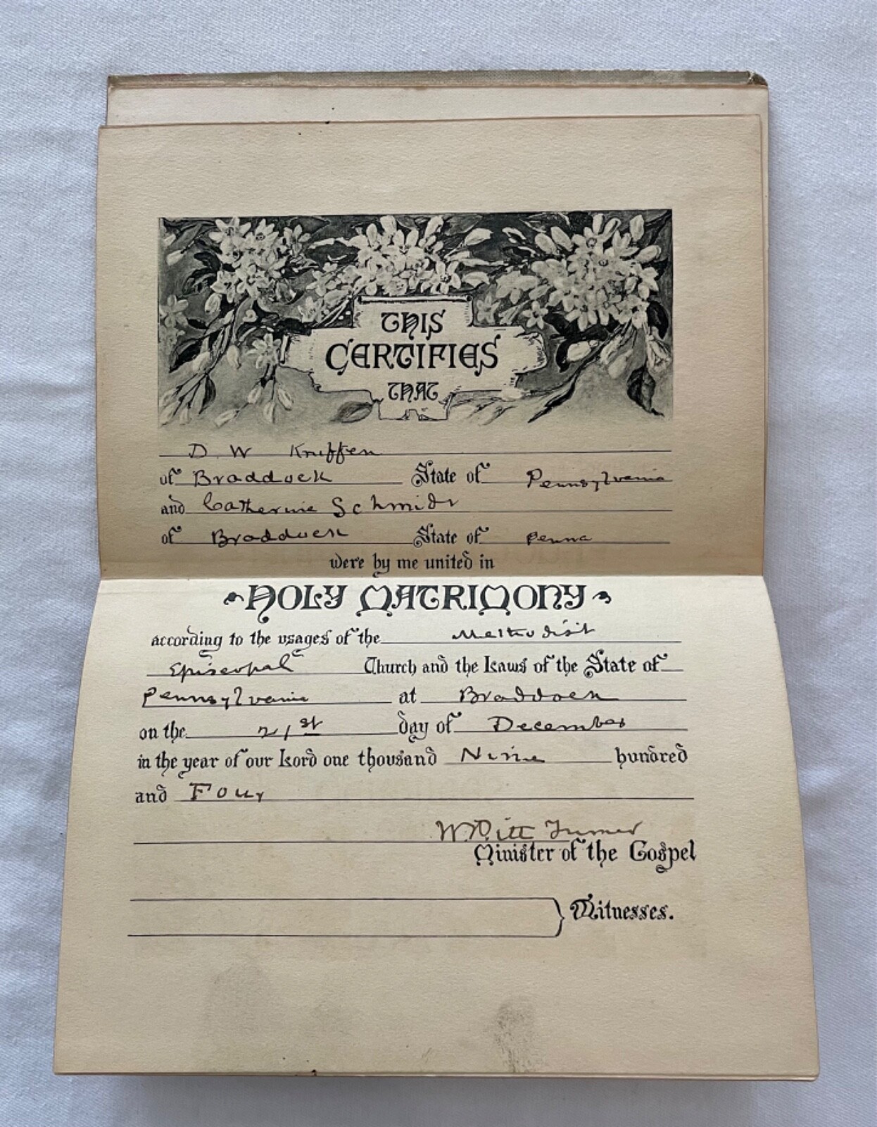 Antique Book..Our Wedding Token..1898..Eaton & Main..Filled in 1904