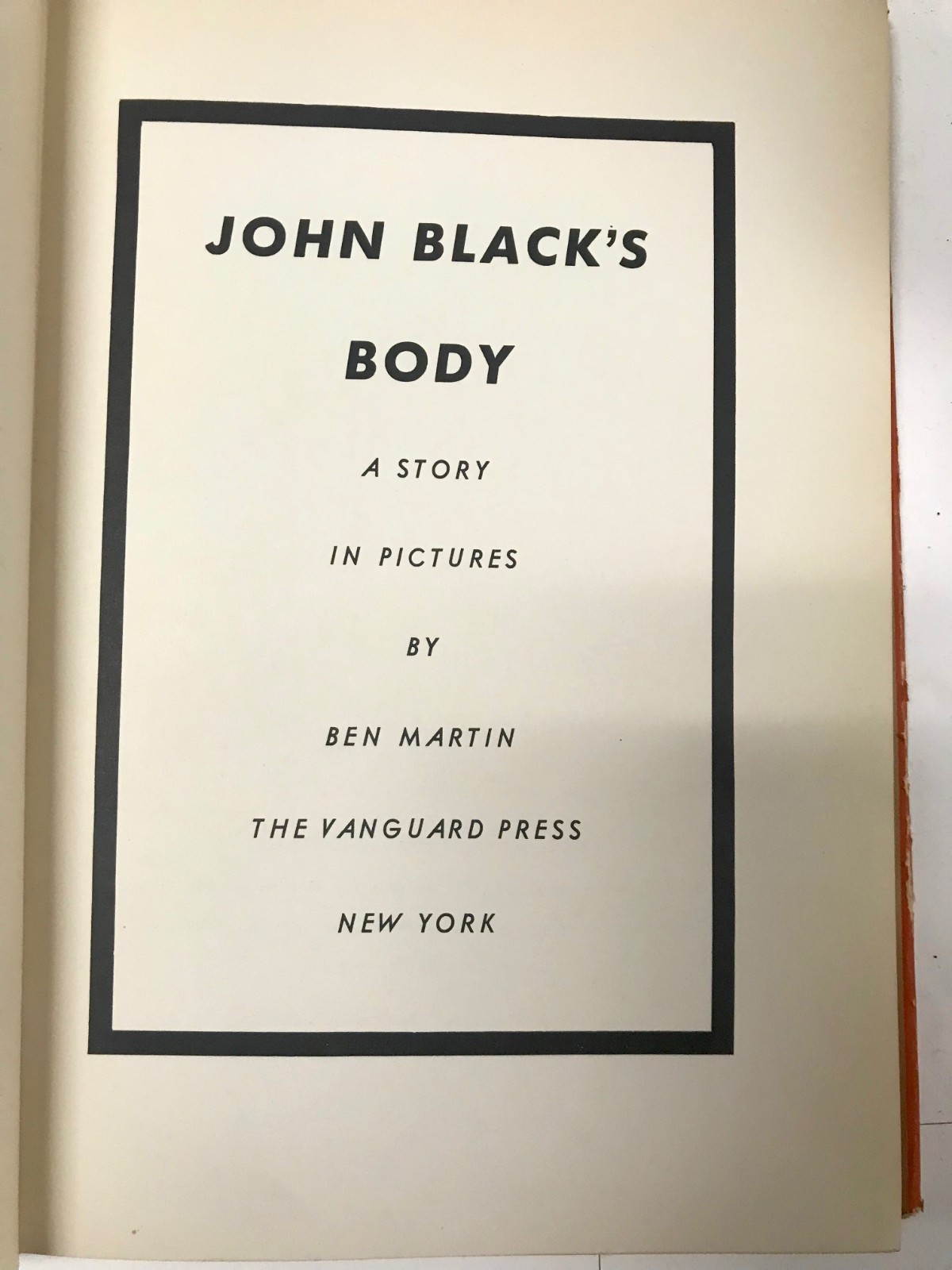 HCDJ 1ST ED 1939 JOHN BLACK’S BODY A STORY IN PICTURES BEN MARTIN COMIC SATIRE