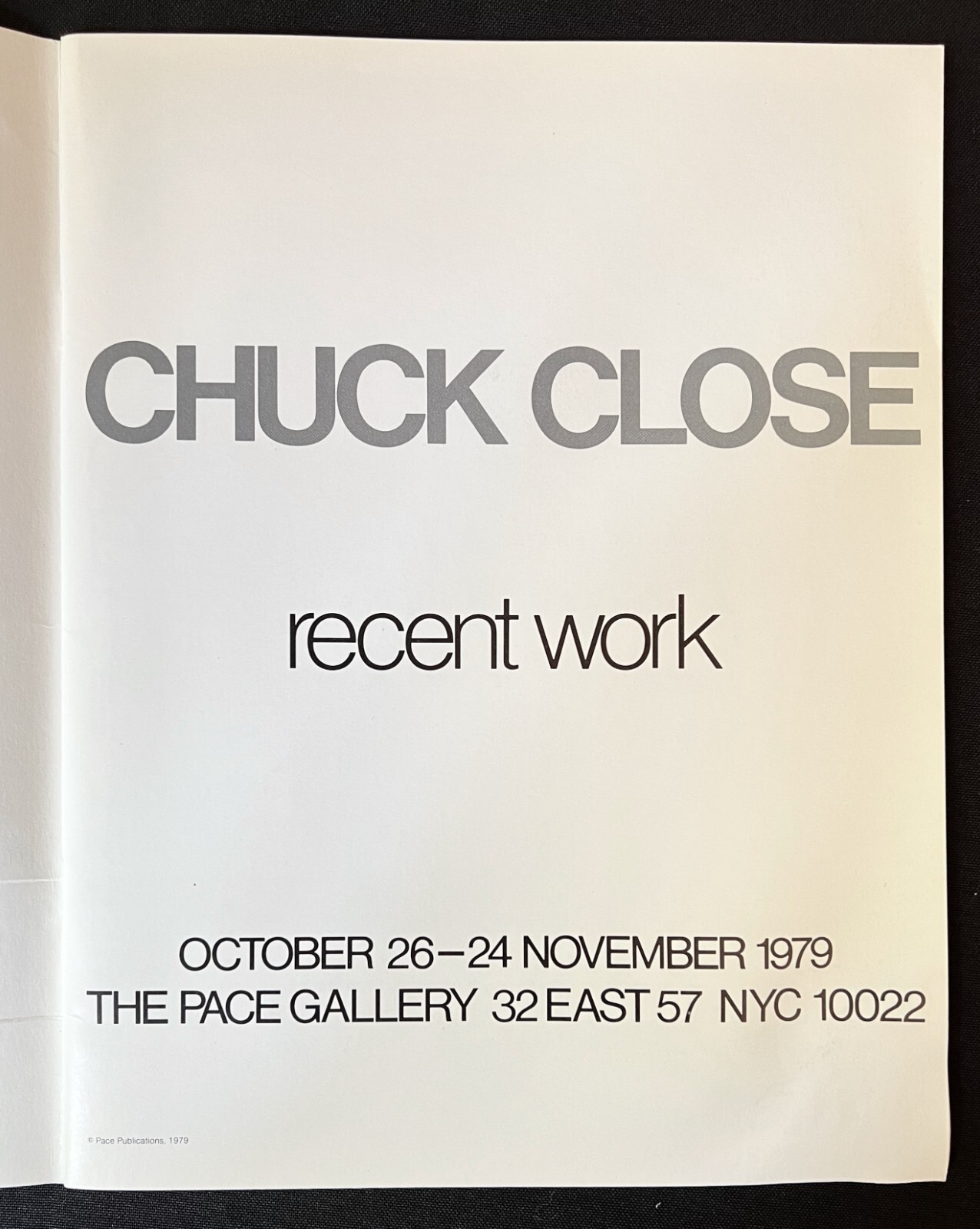 Chuck Close Recent Work Exhibition Catalog Pace Gallery NYC 1979