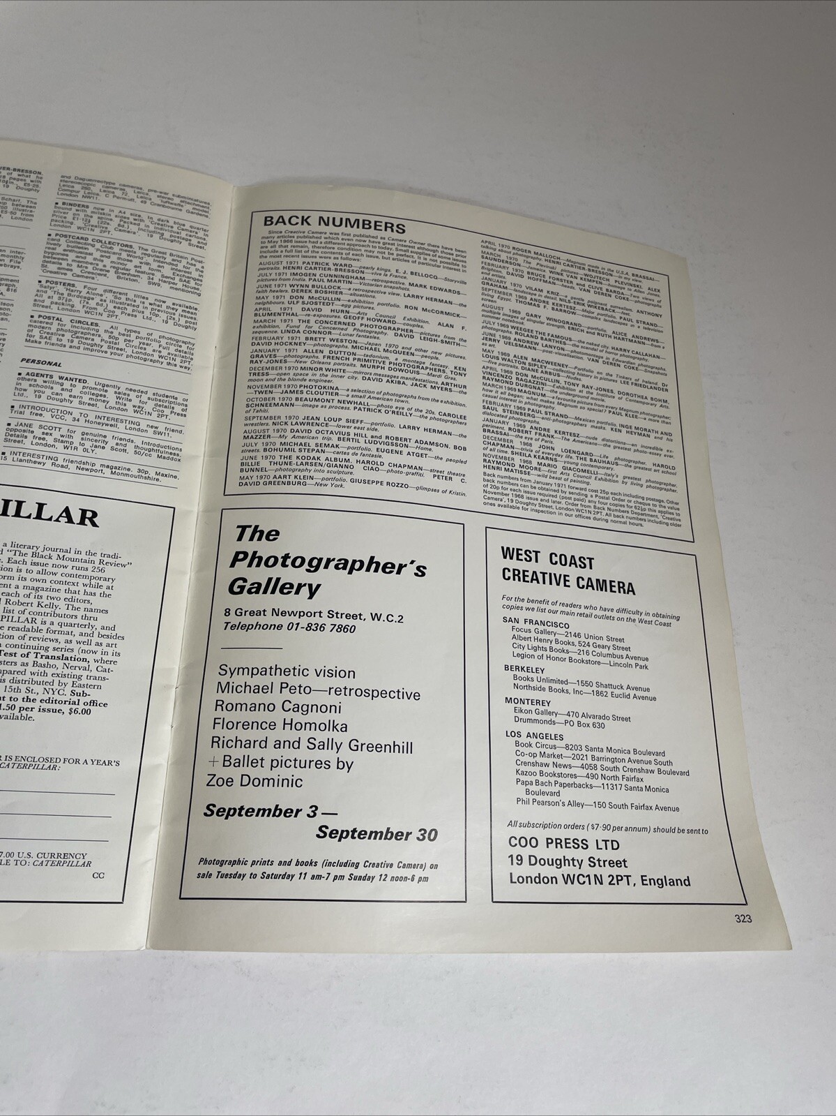 Creative Camera Magazine September 1971 Photographers #87 Lee Friedlander