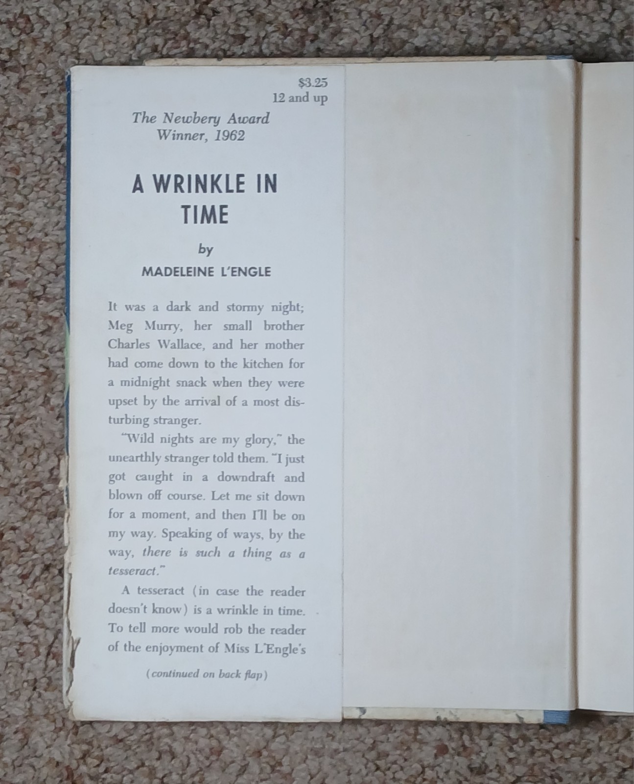 A Wrinkle in Time First Edition Third Printing 1963 by Madeleine L’Engle