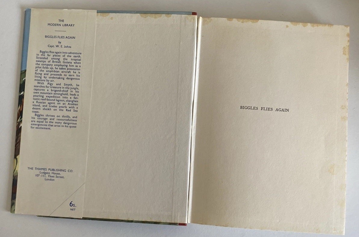 W E Johns‘ Biggles Flies Again Pub Thames For Modern Library 1950 V Scarce Thus