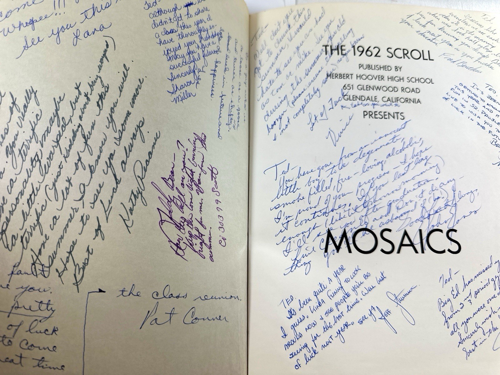 1962 The Scroll Herbert Hoover High School Glendale CA Yearbook Signed