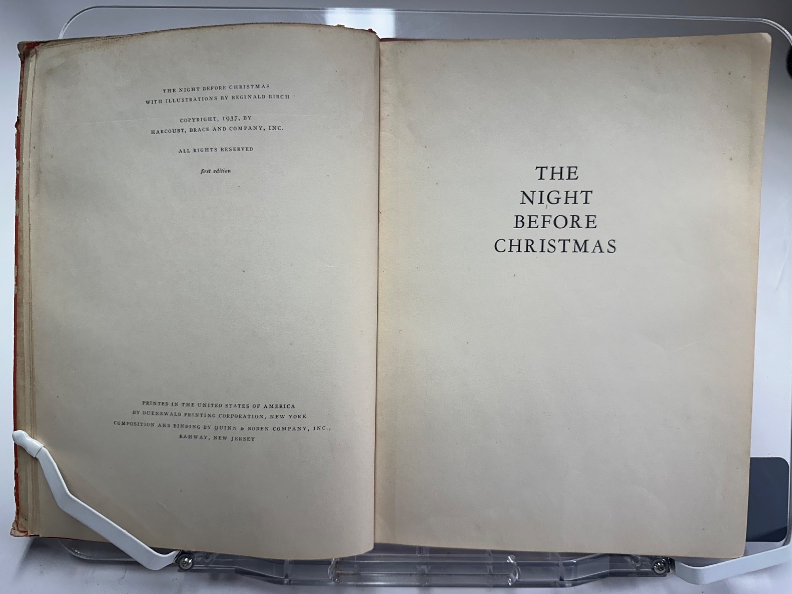 The Night Before Christmas 1937 HC 1st ed Signed by Reginald Birch (Illustrator)